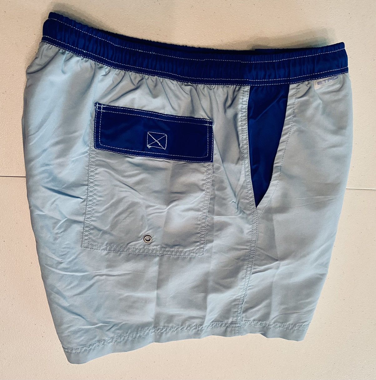 Etro Etro 🇮🇹 Milano Blue Contrast Block Pegaso Swimmers XL NWT Size US 37 - 15 Thumbnail