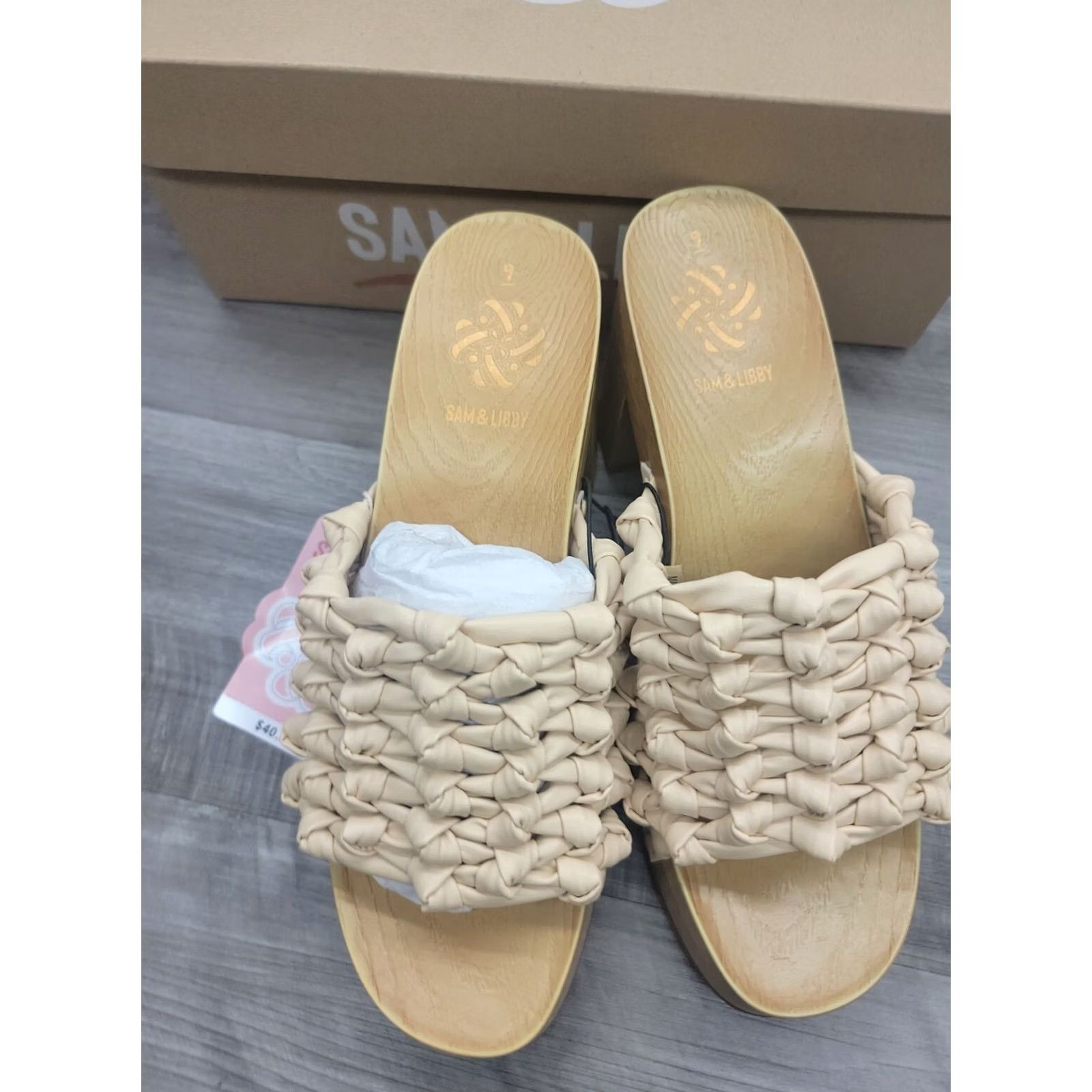 Vintage SAM & LIBBY PLATFORM Sandals Women’s Size 9 Carina Knotted Mule Eggshl Heels Size US 9 / IT 39 - 6 Thumbnail