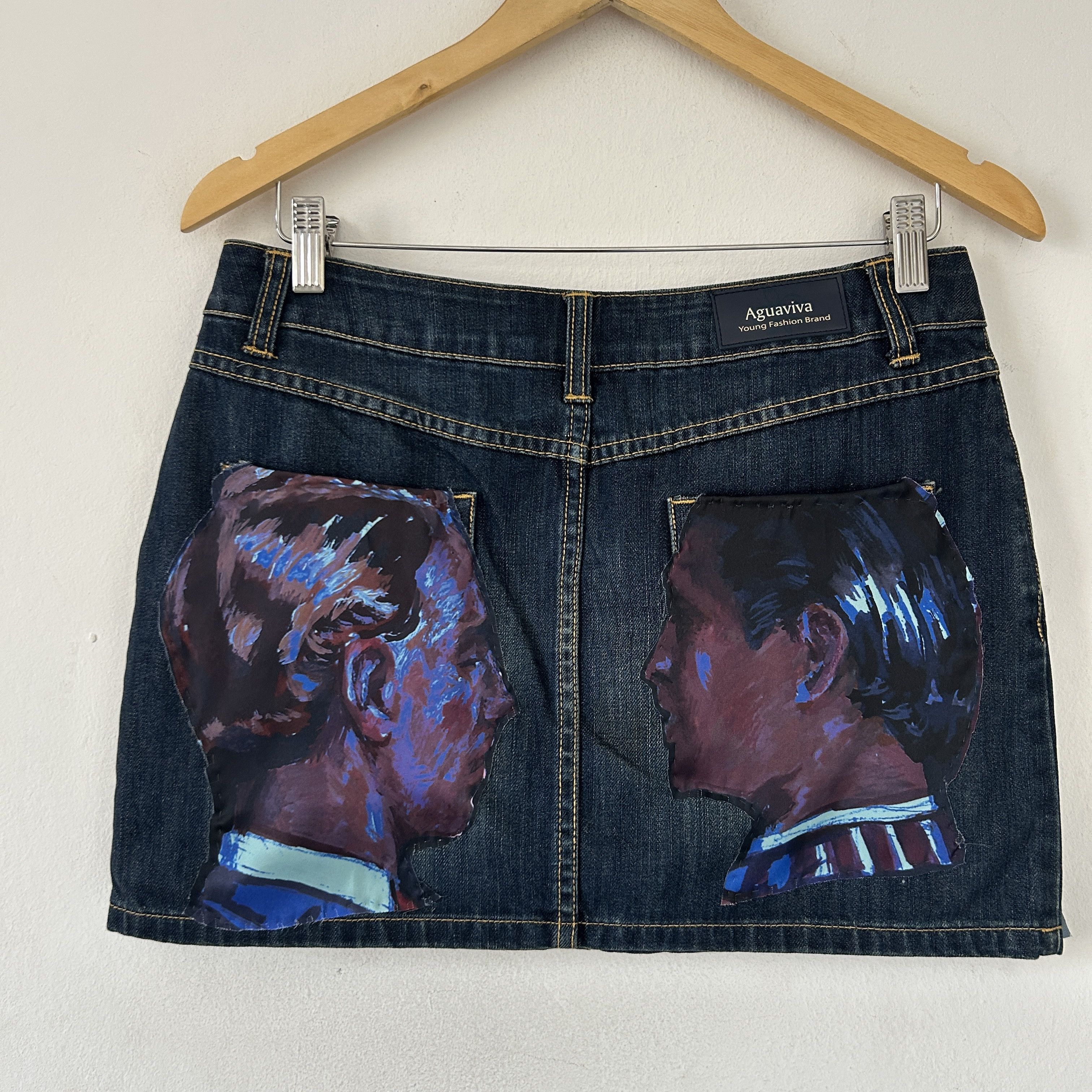 Custommade Custom Graphic Print Reworked Denim Skirt Size 27" / US 4 / IT 40 - 5 Thumbnail
