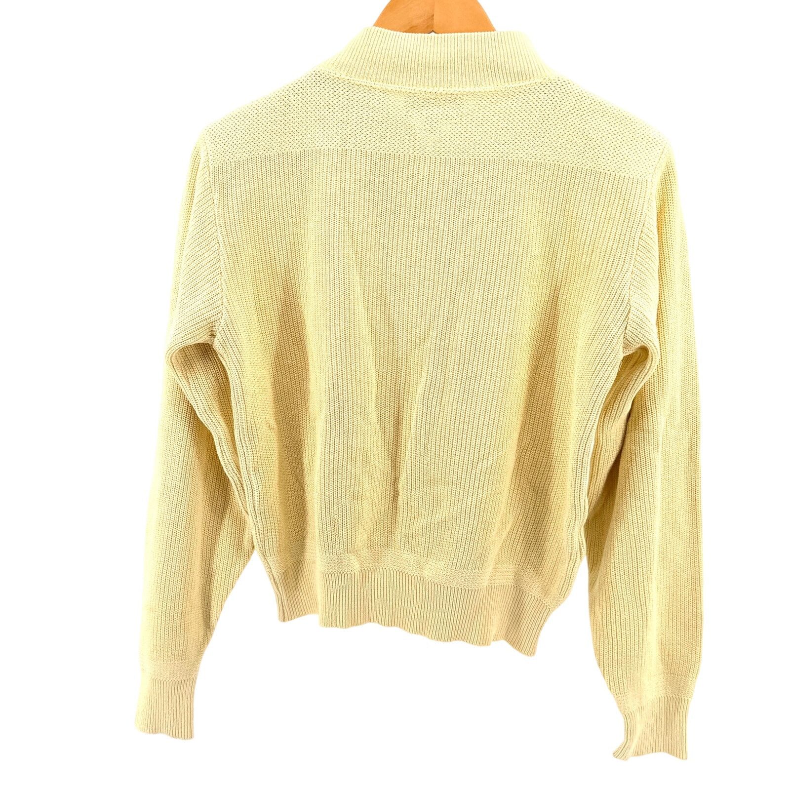 Lands' End Vintage 90s Pastel Yellow 100% Cotton Henley Knit Sweater Size S / US 4 / IT 40 - 4 Thumbnail