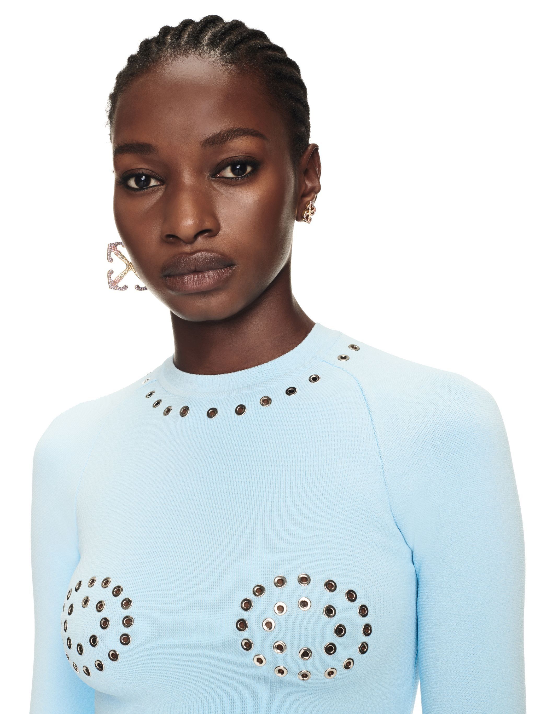 Off-White o1y1125 Pleated Mini Dress in Sky Blue Size XS / US 0-2 / IT 36-38 - 2 Thumbnail