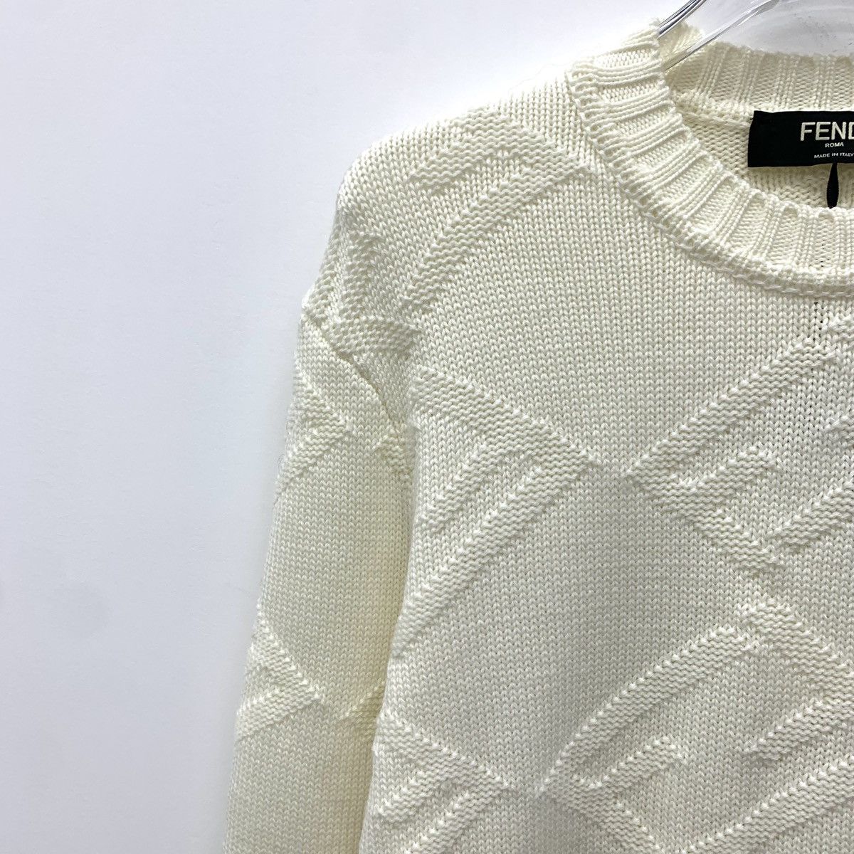 Fendi Fendi Beige Wool Long Sleeve Knit Sweater K26WX Size S / US 4 / IT 40 - 3 Thumbnail