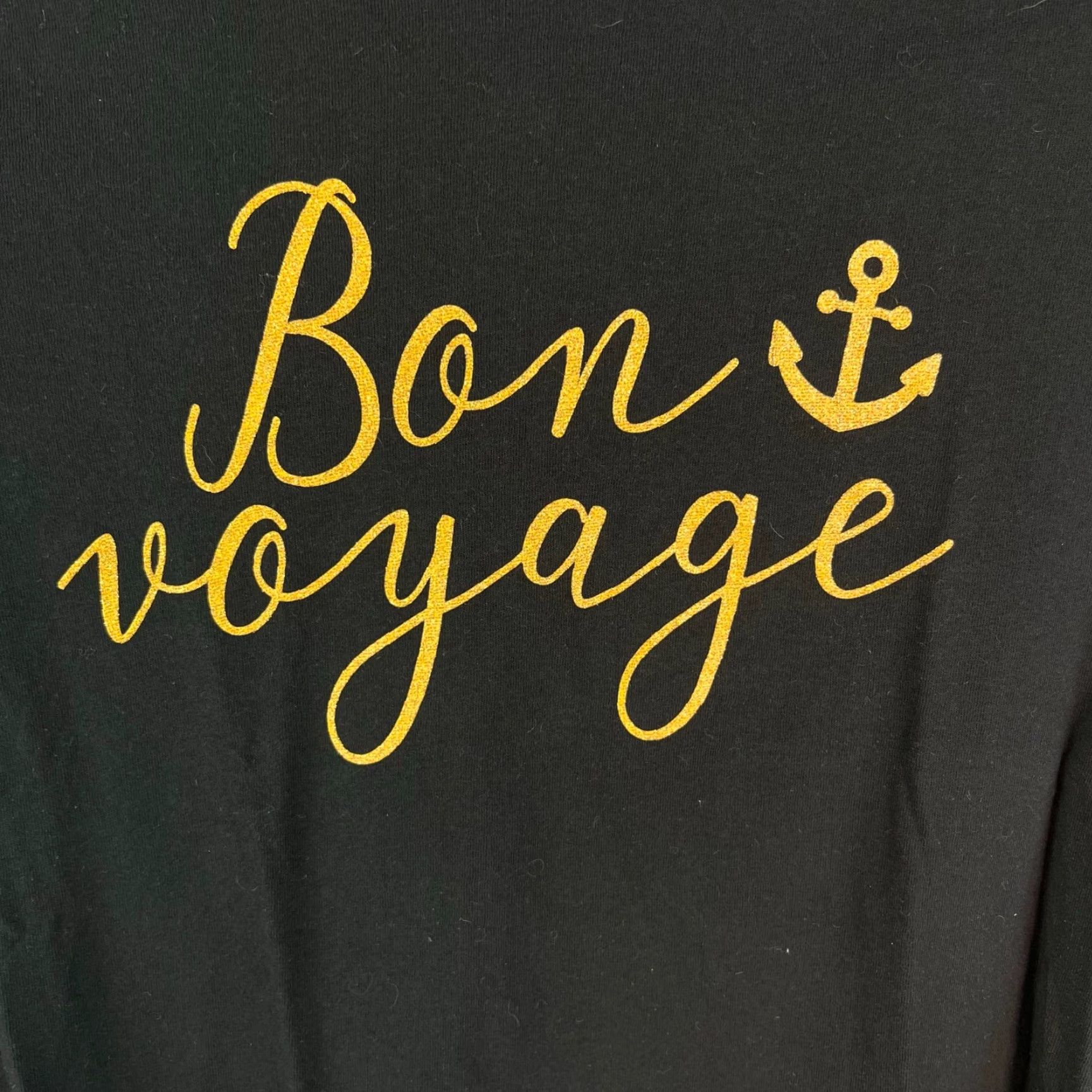 Vintage Bon Voyage Simply Basic Black Short Sleeve T Top XL Womens Casual Crew Neck Cotton Blend Jersey Logo Sequin 40/XL Size S / US 4 / IT 40 - 2 Thumbnail
