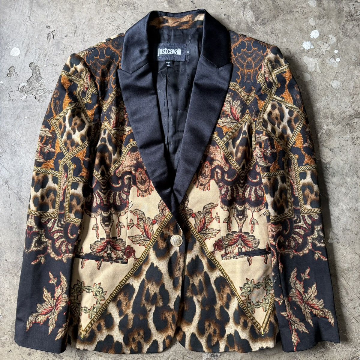 Just Cavalli Just Cavalli - Single Button Printed Tuxedo Jacket Size M / US 6-8 / IT 42-44 - 1 Thumbnail