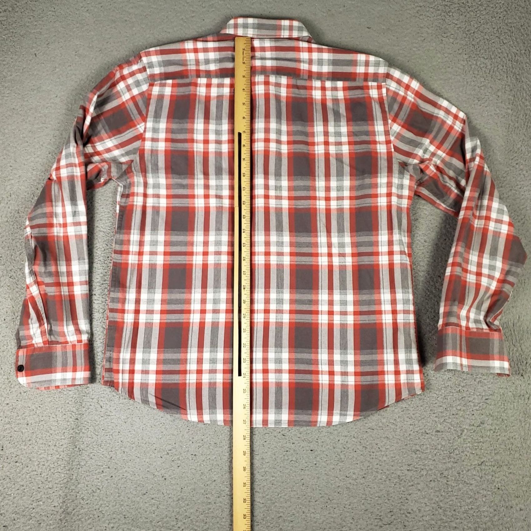 UNTUCKit UNTUCKit Shirt Mens M Gray Red/Rust Plaid Button-Up Long Sleeve Shirt Size US M / EU 48-50 / 2 - 3 Thumbnail