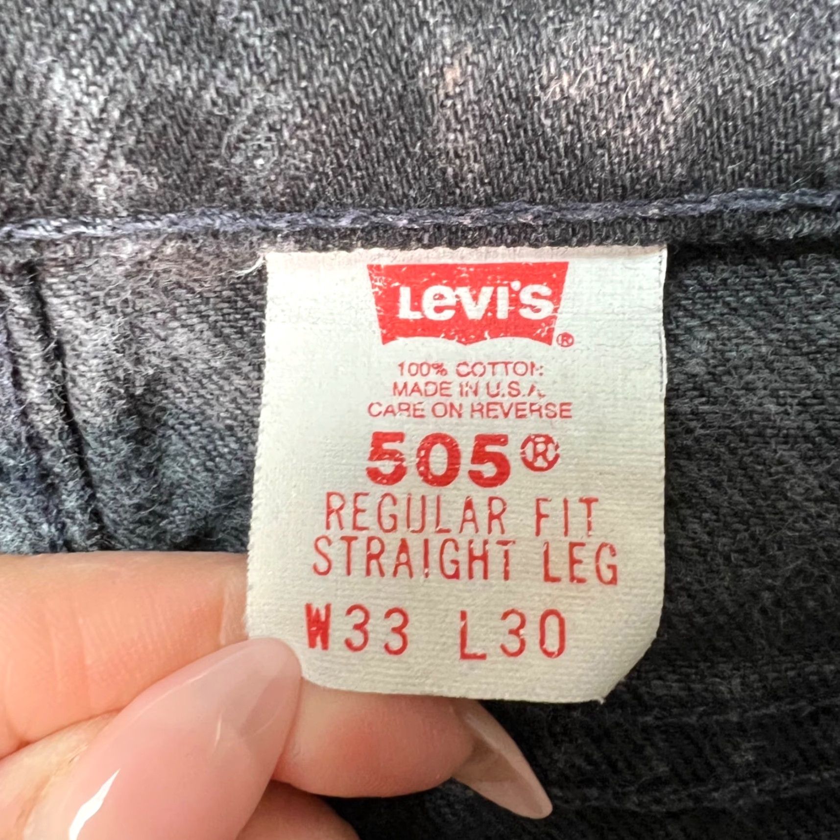 Levi's Levis 505 Jeans Mens Regular Fit Black Denim Straight Zip 33x27 5-Pocket Levi's 500 Series Vintage: No Womens/Mens? Size US 33 - 4 Thumbnail