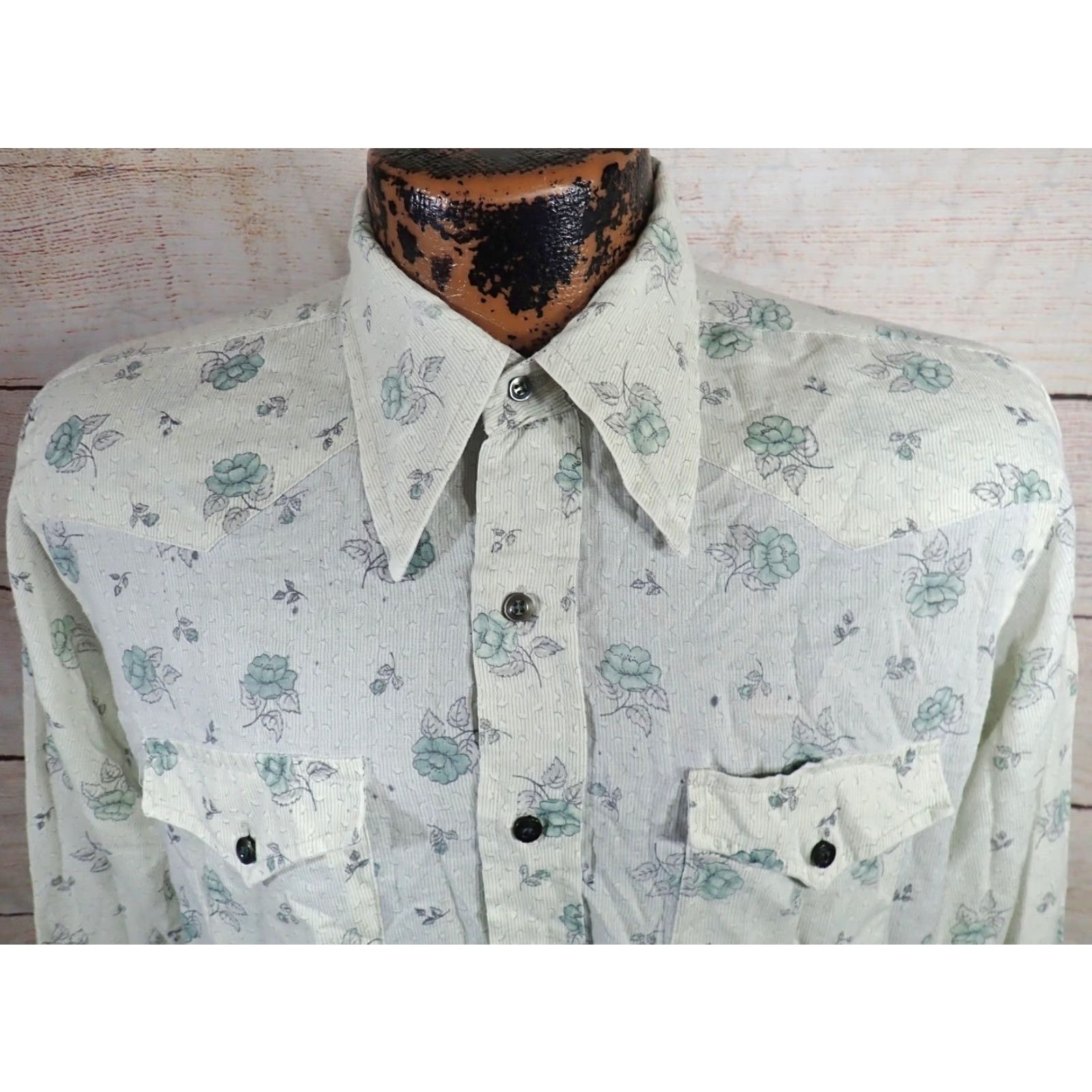 Wrangler VINTAGE Wrangler Disco Shirt Mens M Floral Abstract Dagger 60s 70s Long Tails Size US M / EU 48-50 / 2 - 2 Thumbnail