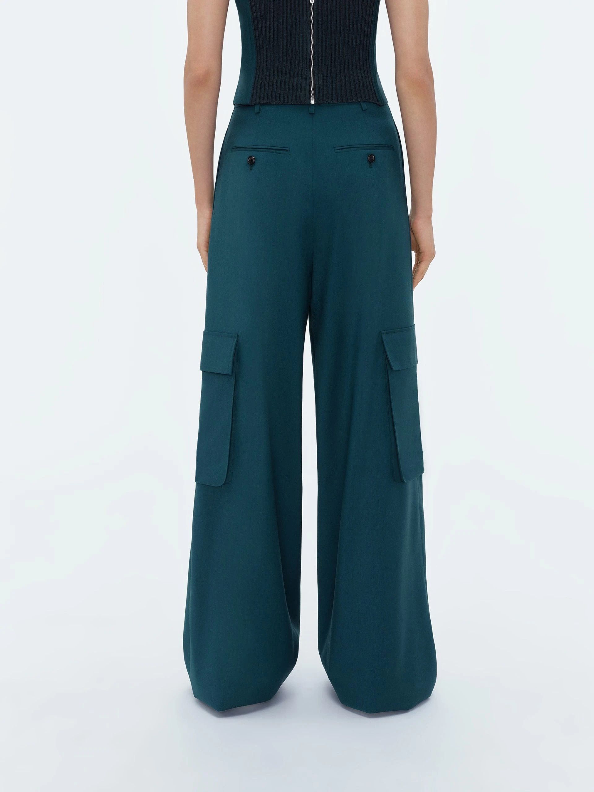 Amiri oc11z0225 Wide Leg Pleated Cargo Pant in Green Size 27" / US 4 / IT 40 - 5 Thumbnail