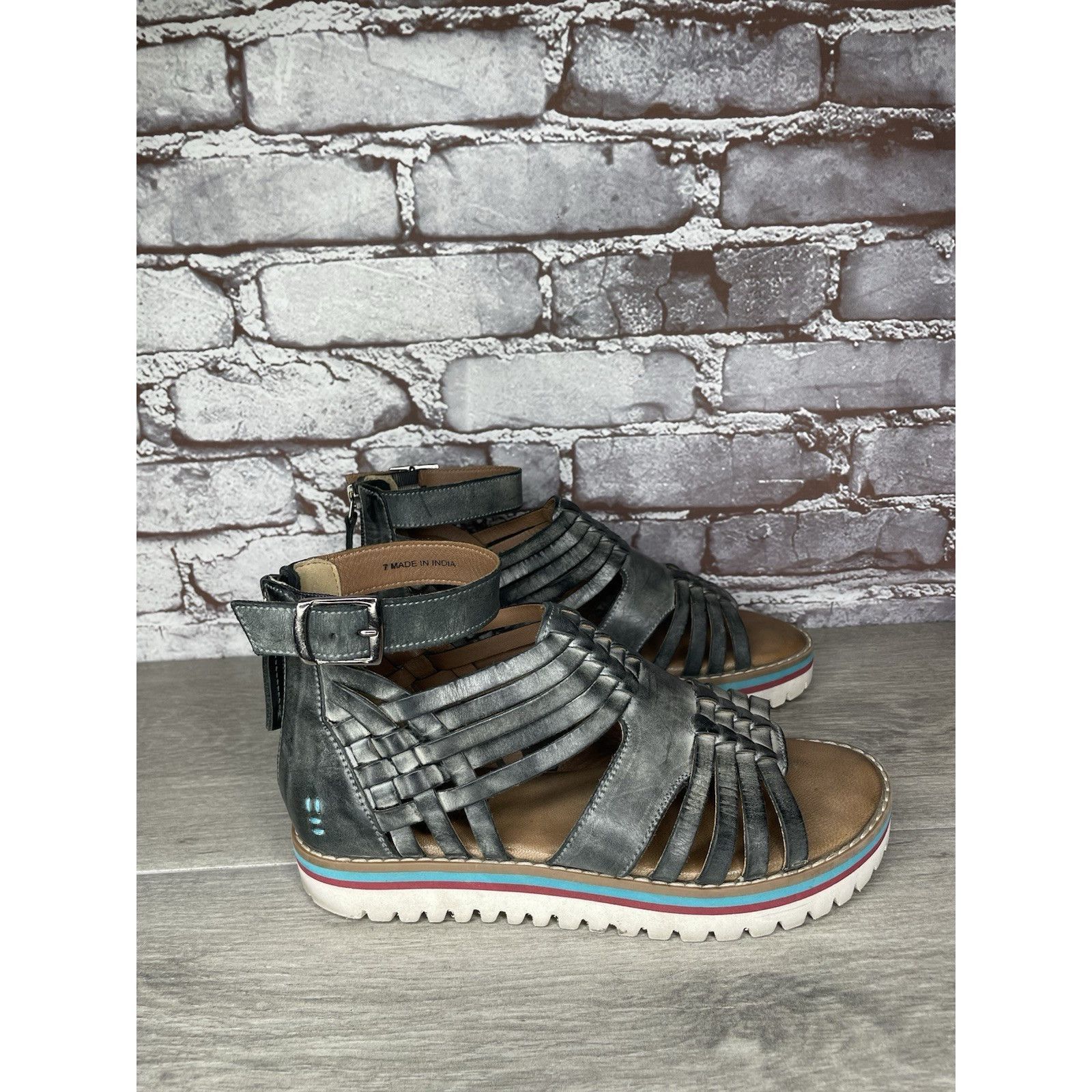 Bed Stu Roan By Bed Stu Scarletty Gladiator Hi Gray Leather Epica Sa Size US 7 / IT 37 - 22 Thumbnail