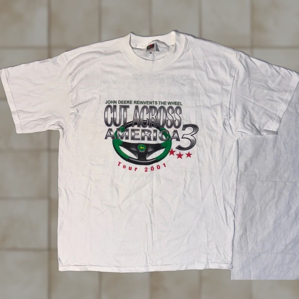 John Deere VINTAGE John Deere T-Shirt Logo shirt, White, XL, Men, Short Sleeve, Crew Neck, Regular, Cotton, 2000s, All Seasons, Machine Washable Size US XL / EU 56 / 4 - 1 Thumbnail