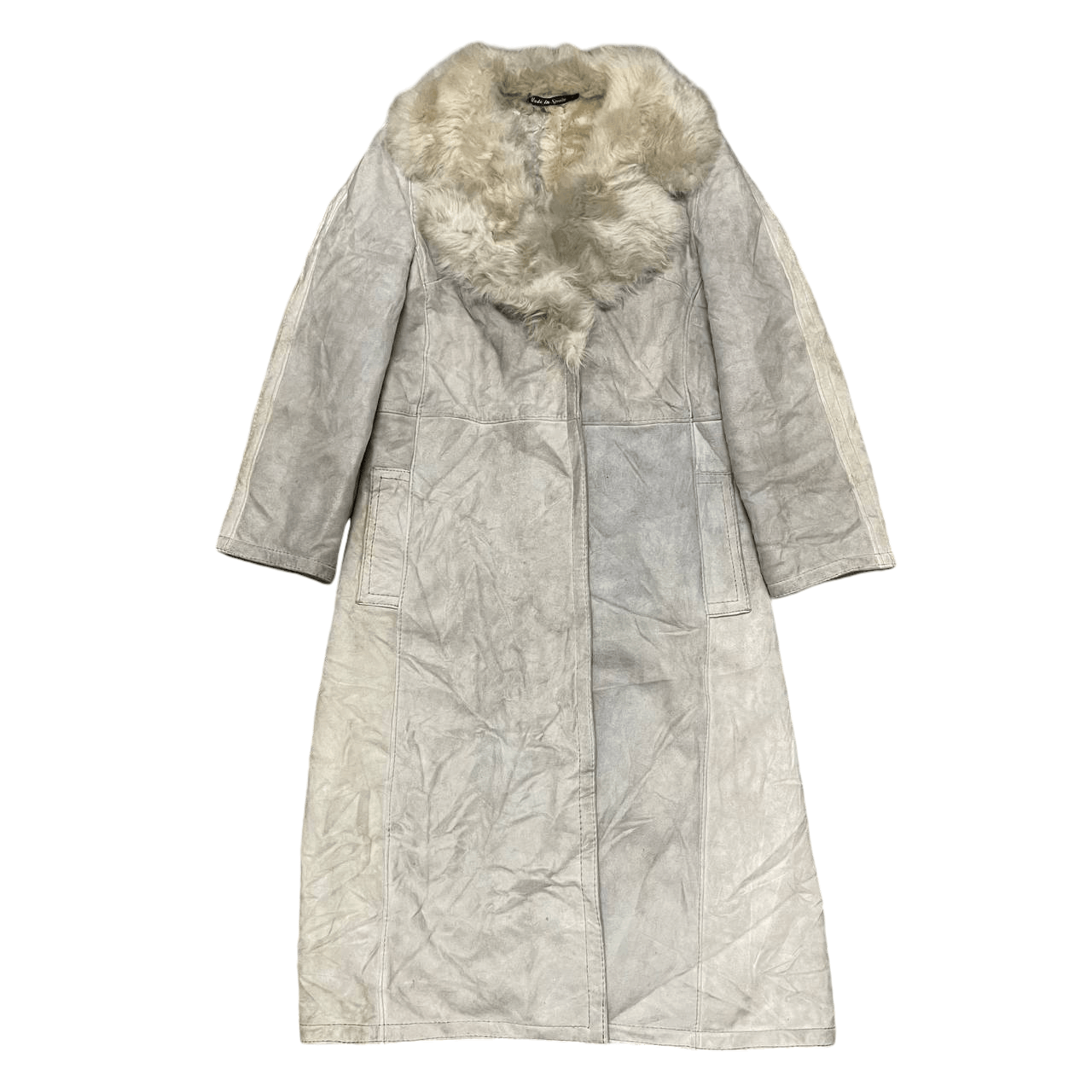 Vintage Rotiny Fur Leather Long Jacket Shearling