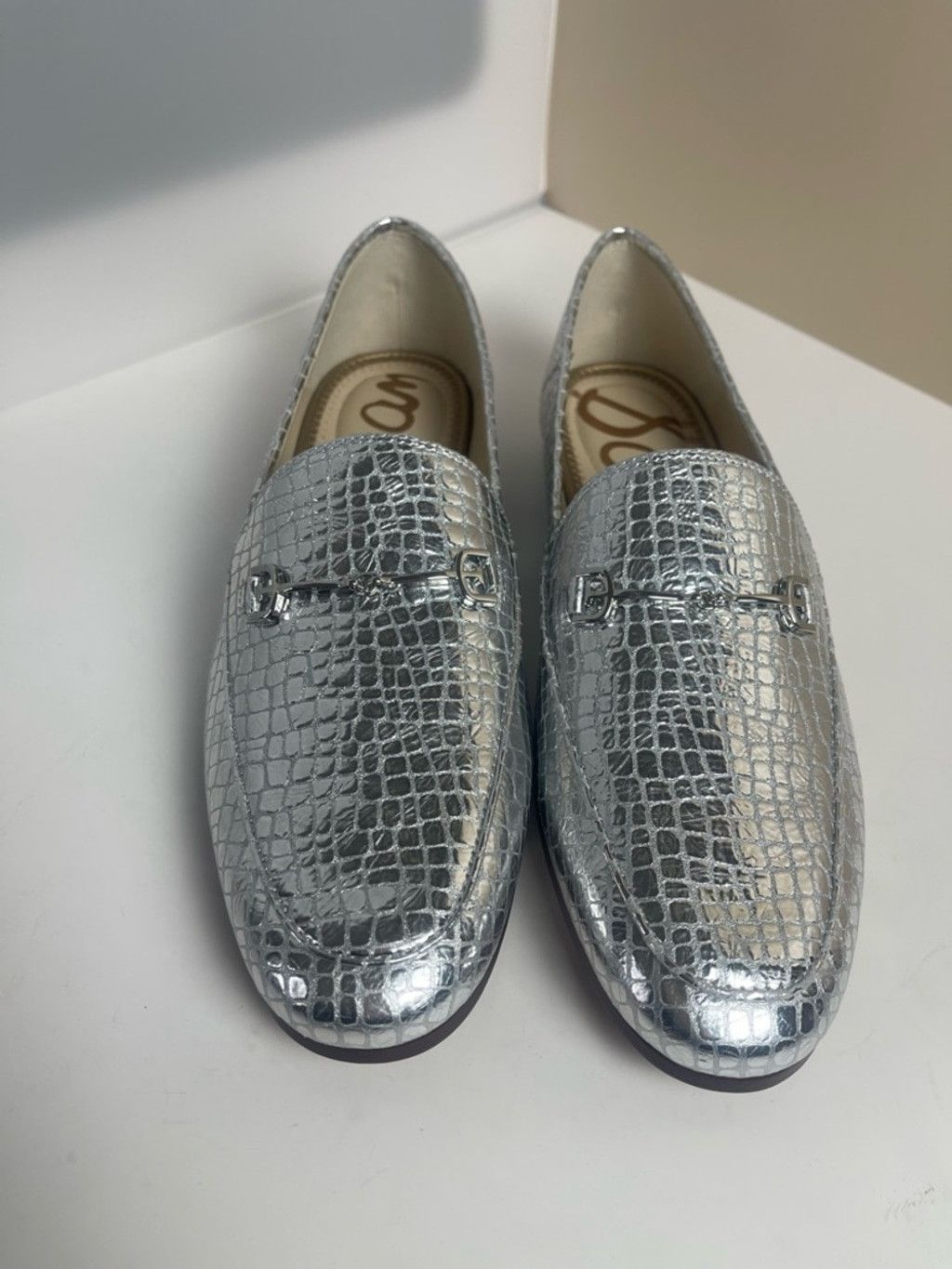 Sam Edelman Sam Edelman Loraine Leather Loafers 9 Silver Metallic Croco Size US 9 / IT 39 - 1 Thumbnail