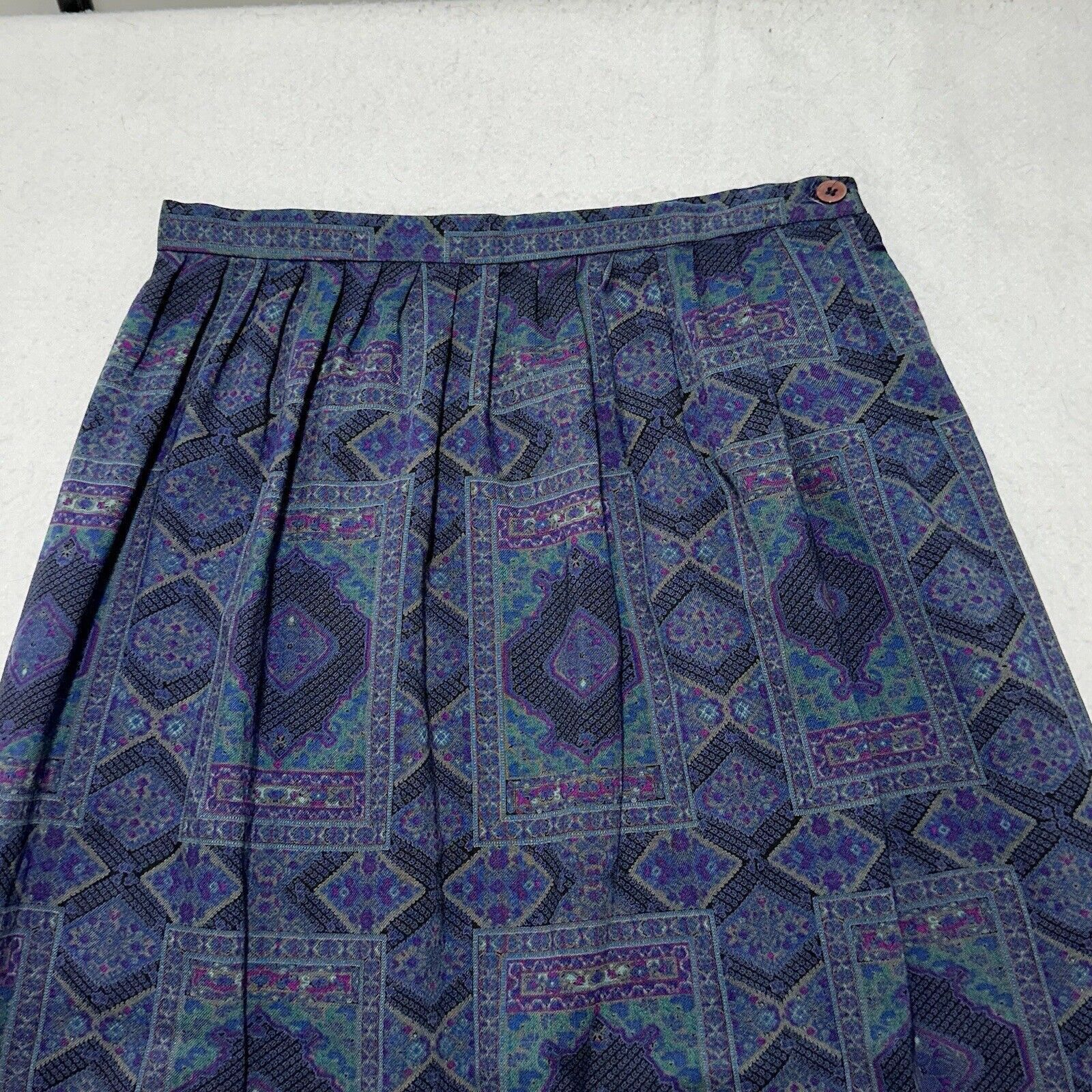 Other Vintage Herman Geist 10 A-Line Maxi Skirt Navy Ornate USA Size 32" / US 10 / IT 46 - 2 Thumbnail