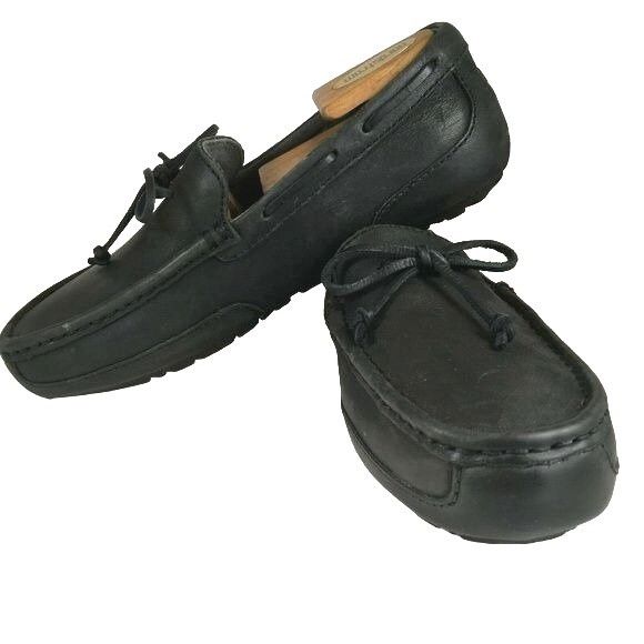 Ugg UGG Australia Chester Men 8 Black Leather Wool Lined Casual Size US 8 / EU 41 - 6 Thumbnail
