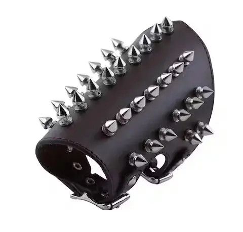Nineteenth Letter Leather Metal Spikes Gauntlet Wristband Armband🔥🔥🔥 Size ONE SIZE - 1 Thumbnail