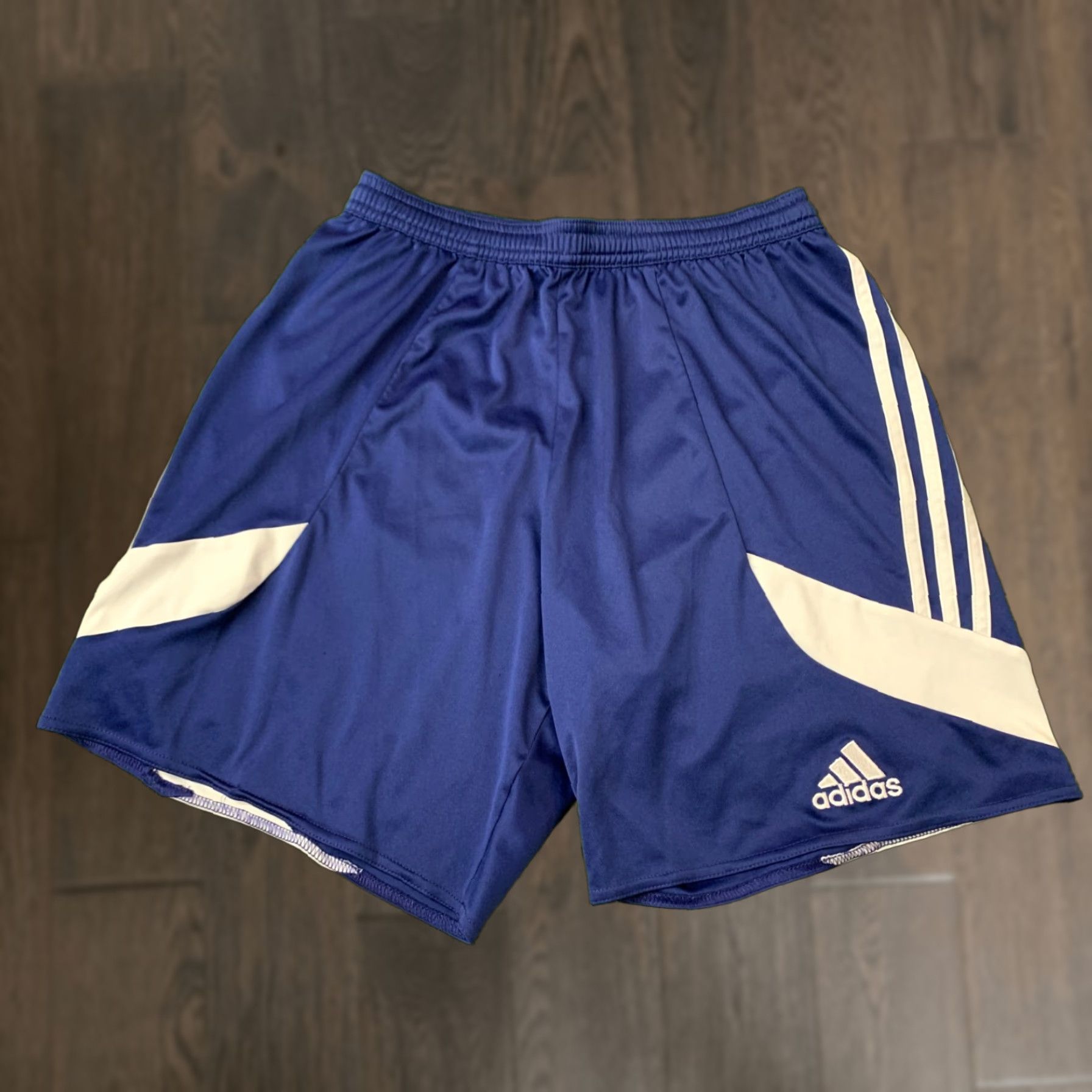 Adidas ADIDAS Nova PERFORMANCE CLIMALITE 2018 ORIGINAL MEN FOOTBALL SHORTS S Navy Blue and White Football Men S Size US 29 - 1 Thumbnail