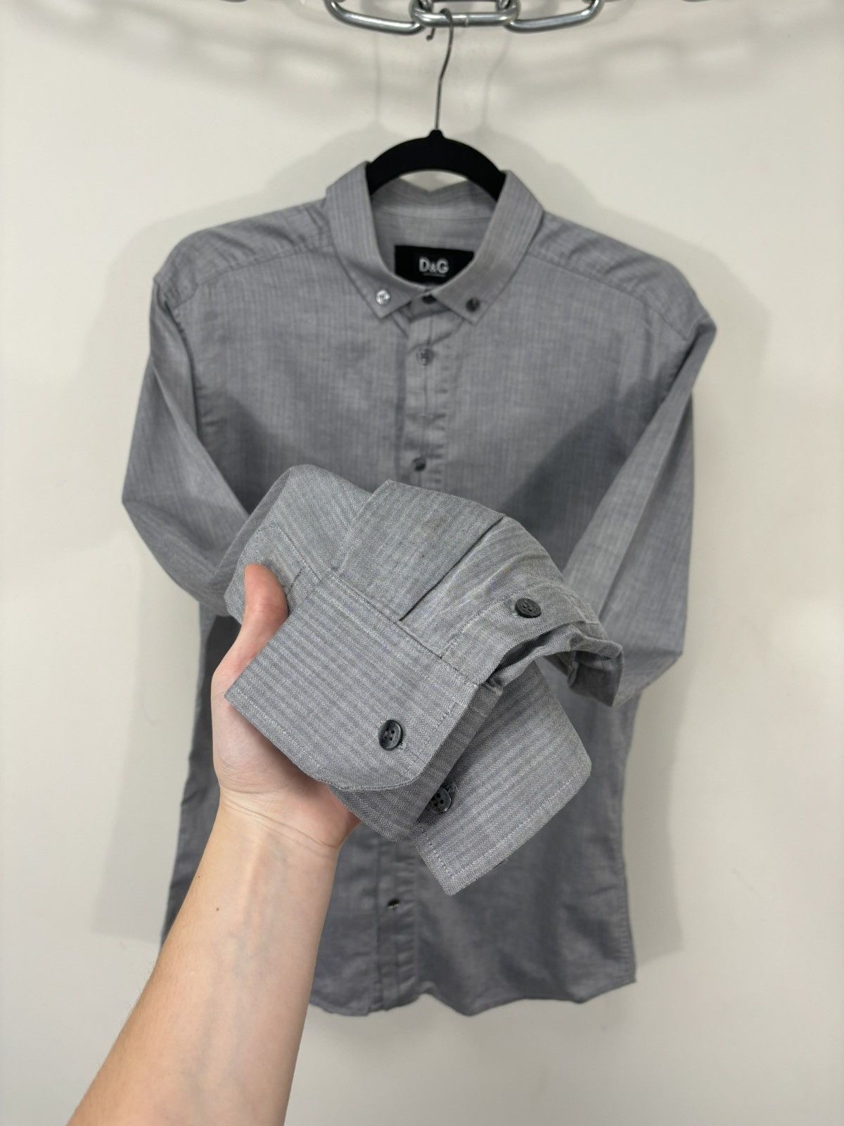 Dolce & Gabbana Dolce & Gabbana Men’s Slim Herringbone Button Down Shirt Size US M / EU 48-50 / 2 - 9 Thumbnail
