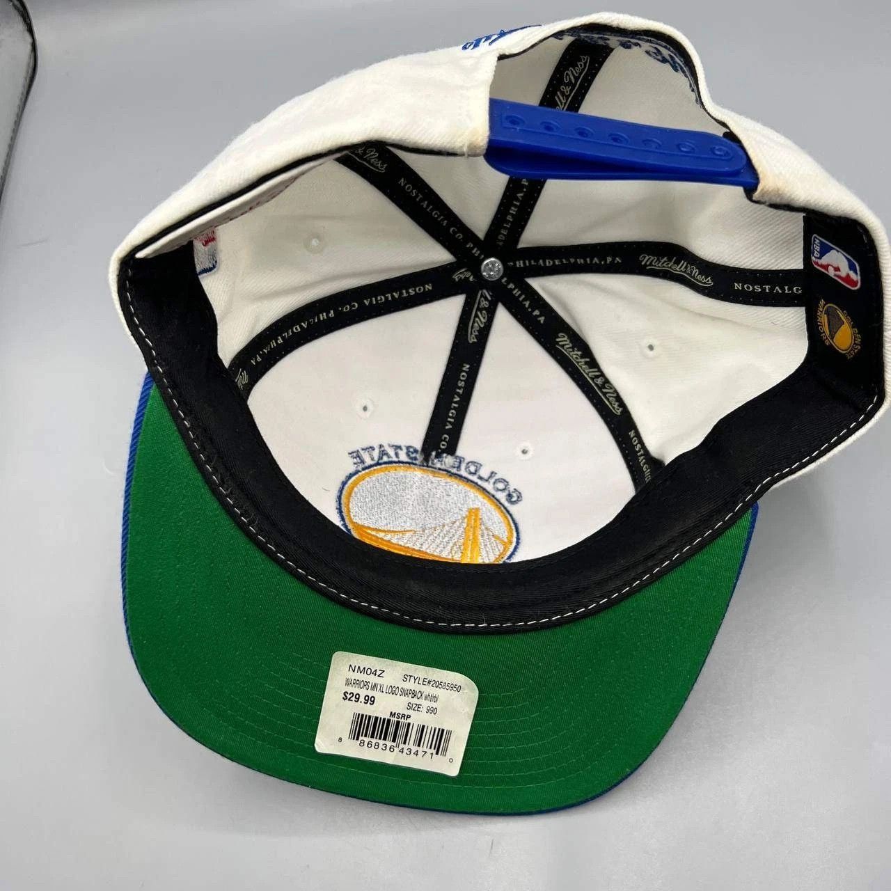 Mitchell & Ness Golden State Warriors GSW Hat Men White Blue Snap Back Cap Size ONE SIZE - 2 Thumbnail