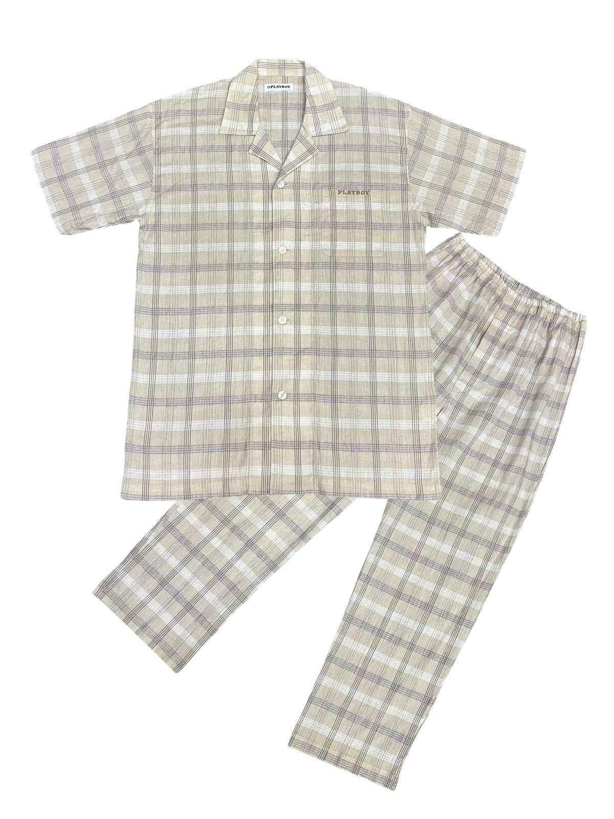 Playboy Playboy Japan Pajama Set Brown Check Embroidery Rare Size US M / EU 48-50 / 2 - 1 Thumbnail