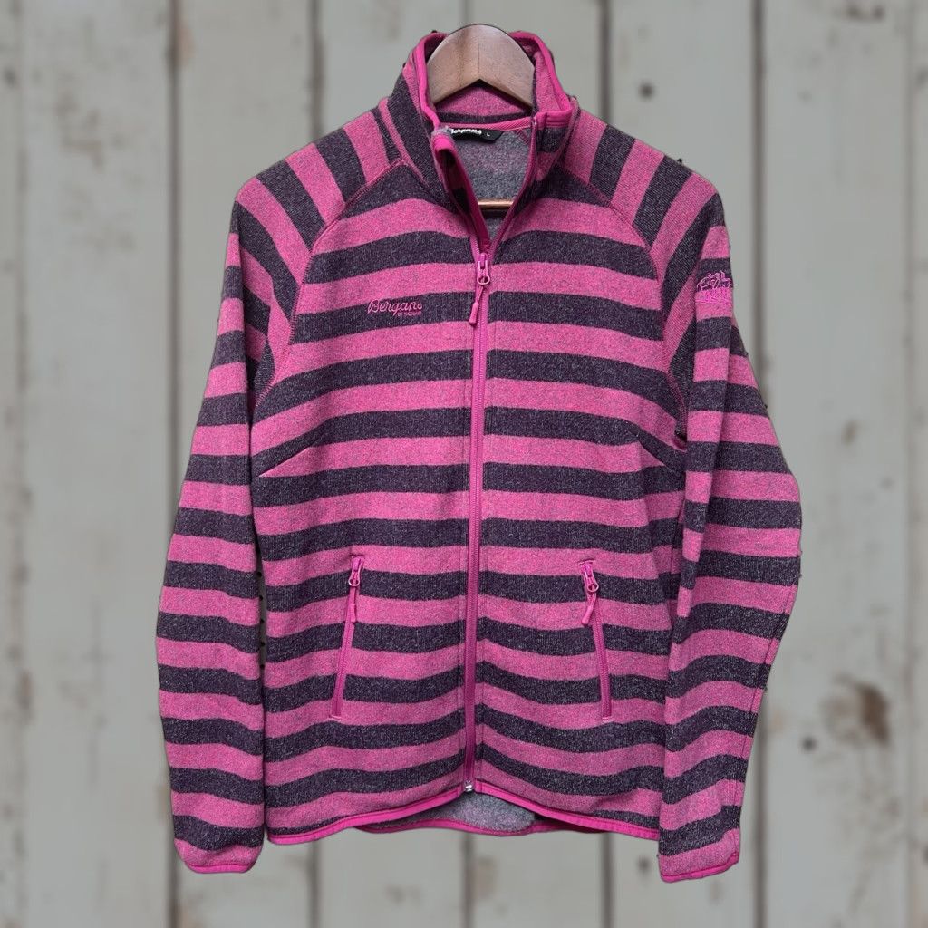 Bergans Of Norway Symke Jacket L Full Zip Wool Blend Striped Multicolor Womens