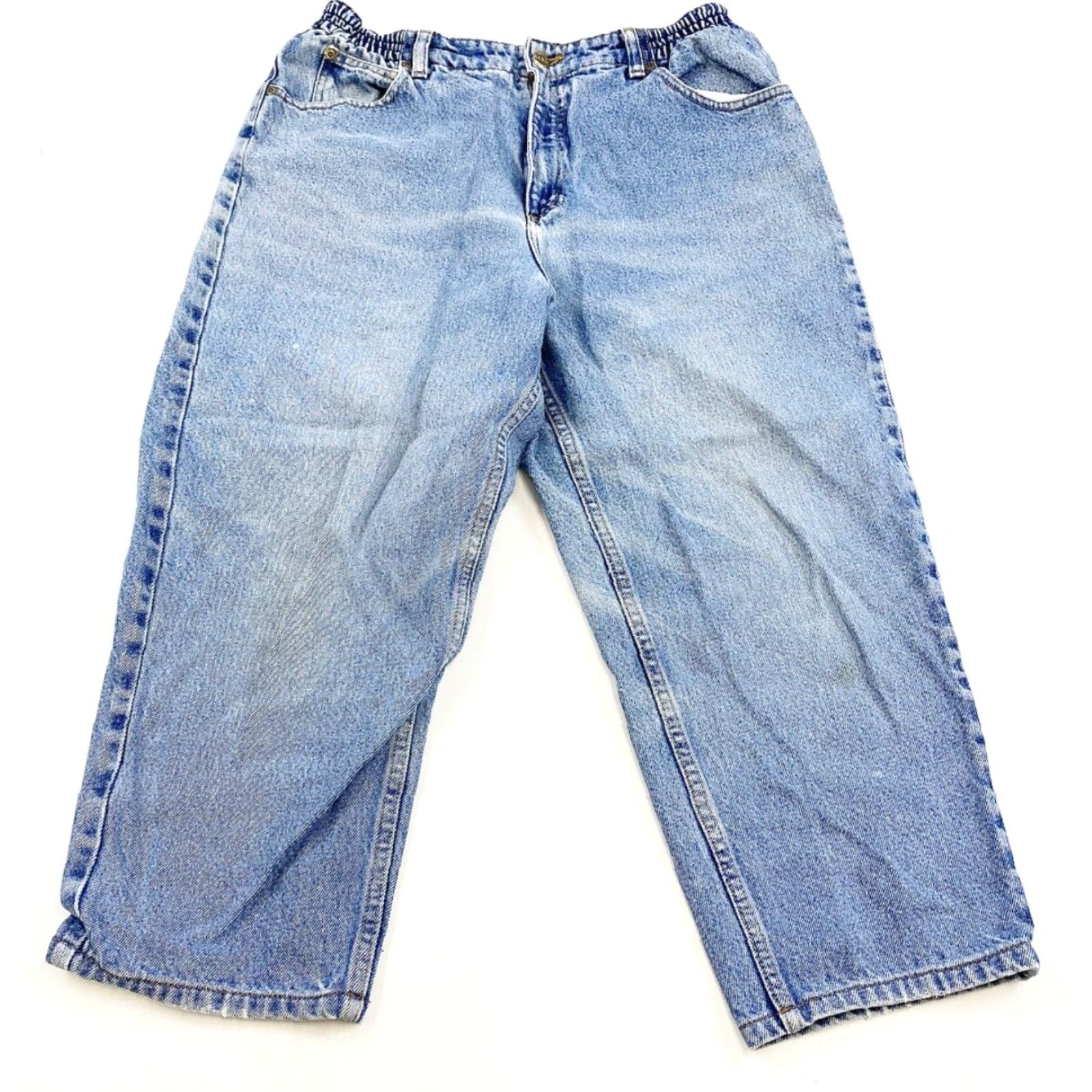 Vintage VINTAGE L.L. BEAN Jeans Womens 14P Blue Mom Jeans Denim High Rise 90s Petite Inseam 22 in Pockets Elastic Waist Womens Size 36" / US 14 / IT 50 - 2 Thumbnail