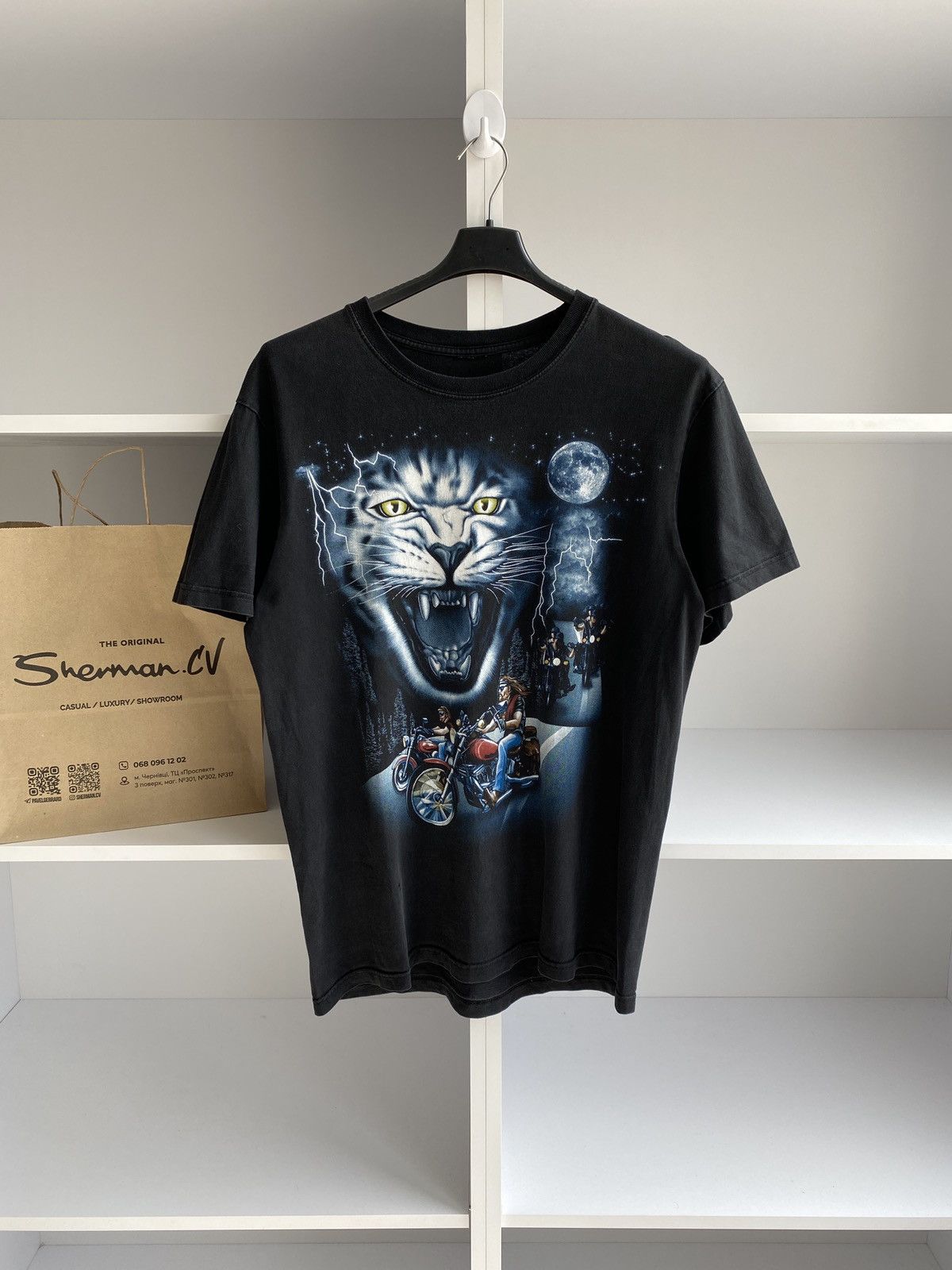 Harley Davidson × Vintage Harley Davidson tee 3D style moon night cat Size US M / EU 48-50 / 2 - 2 Thumbnail