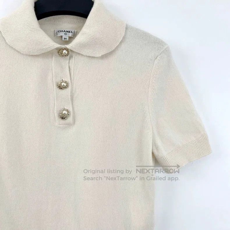 Chanel Chanel Pearl Button Collar Knit Top. Size US M / EU 48-50 / 2 - 4 Thumbnail