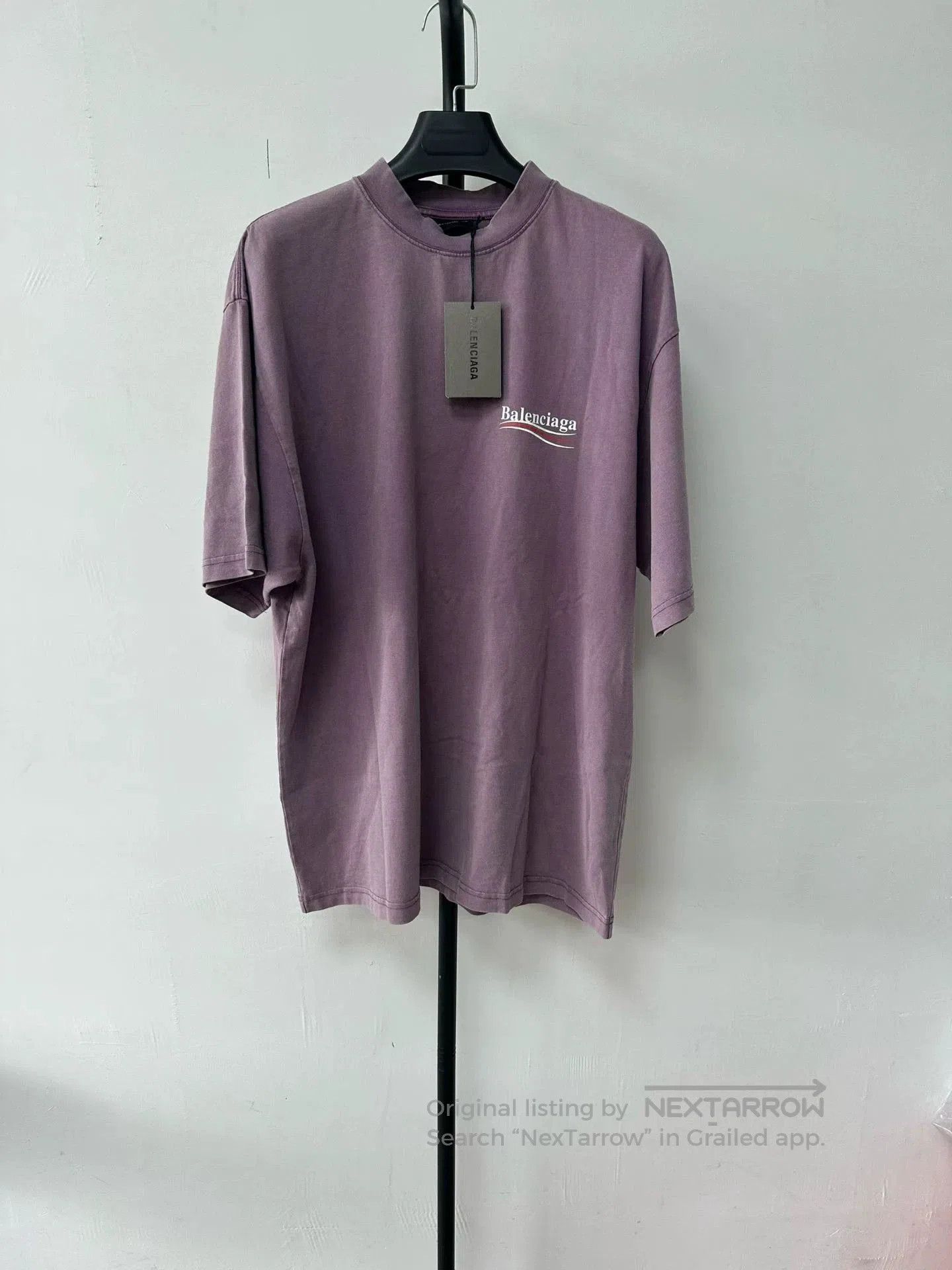 Balenciaga Plain Logo Crewneck T-Shirt Purple Men's S/, Men's