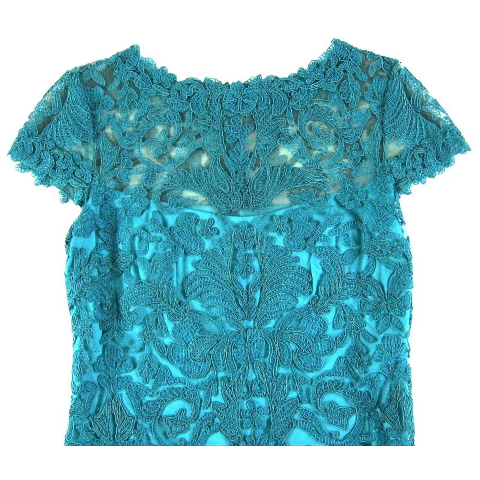 Tadashi Shoji TADASHI SHOJI Dress Green Lace Embroidered Floral Cap Sleeve Shift Size 4 Womens Size S / US 4 / IT 40 - 4 Thumbnail