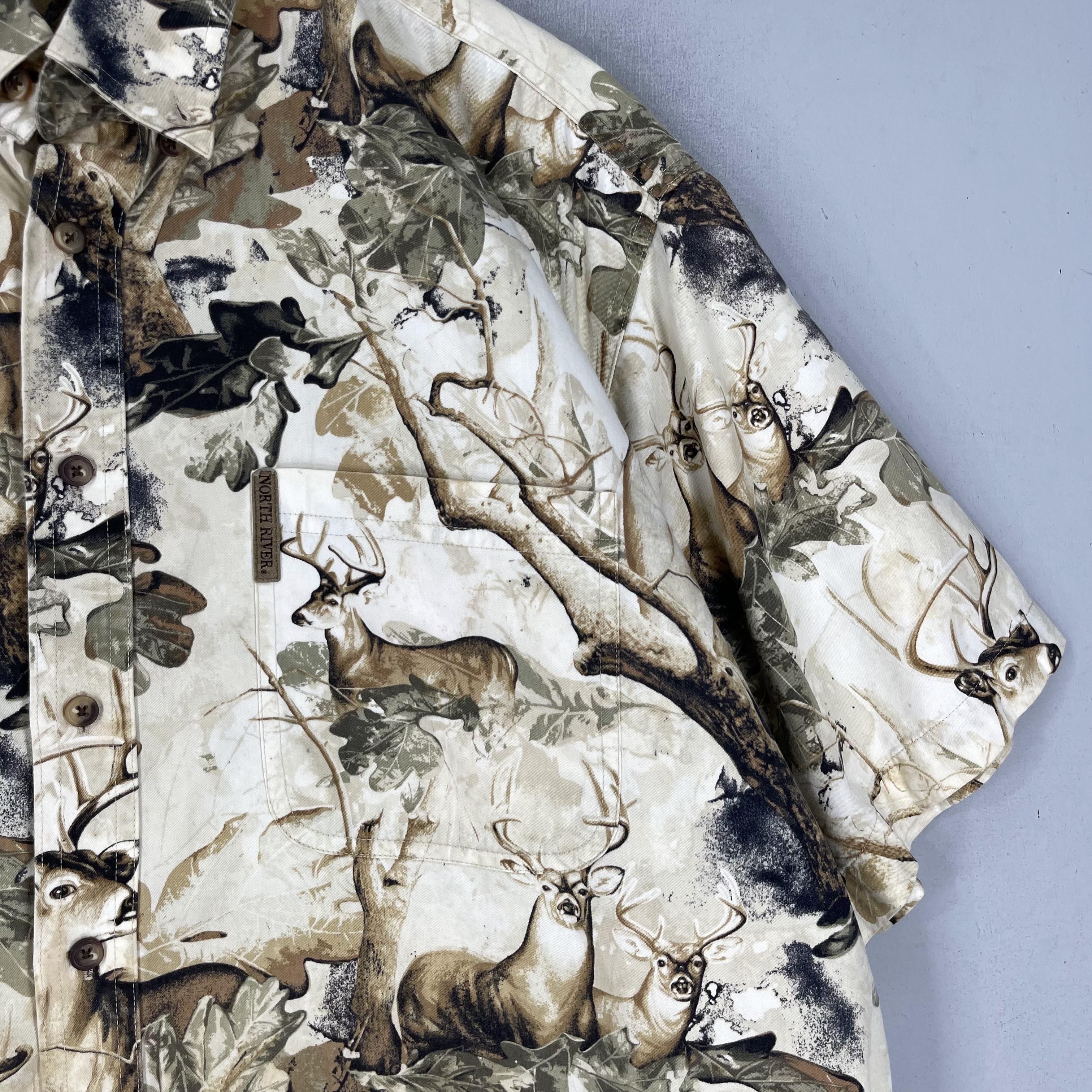 Habitat Vintage 90s Antelope Forest Wildlife Printed Overprint Shirt Size US XL / EU 56 / 4 - 3 Thumbnail