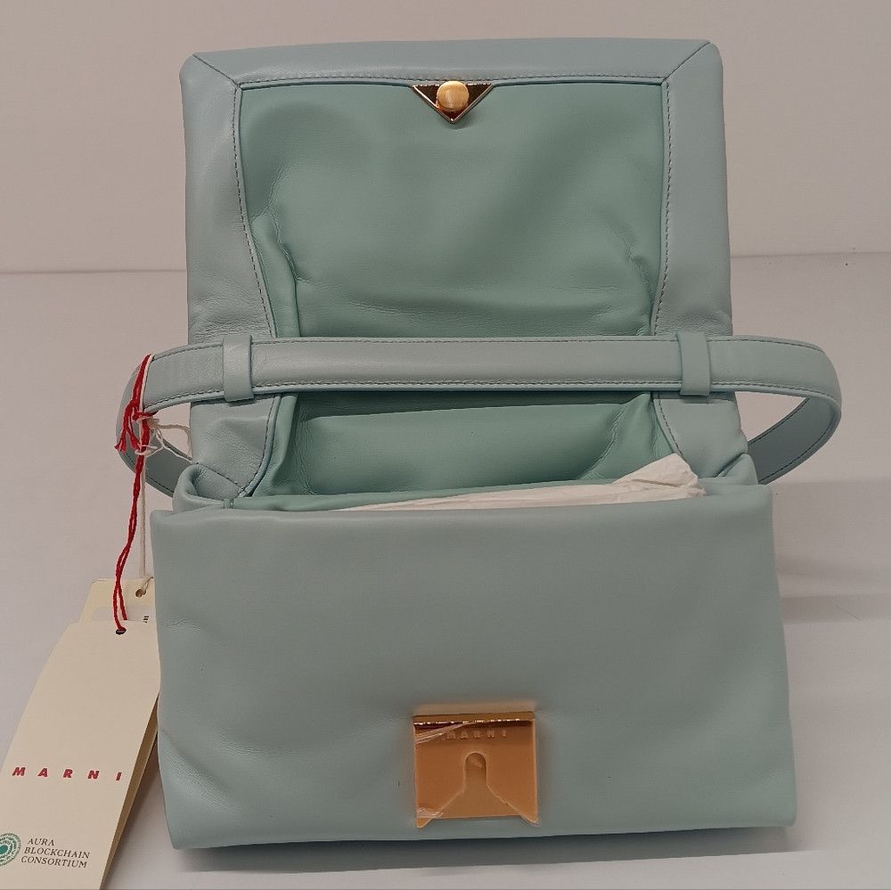 Marni Marni Womens Small Leather Prisma Crossbody Bag - Light Blue Size ONE SIZE - 9 Thumbnail