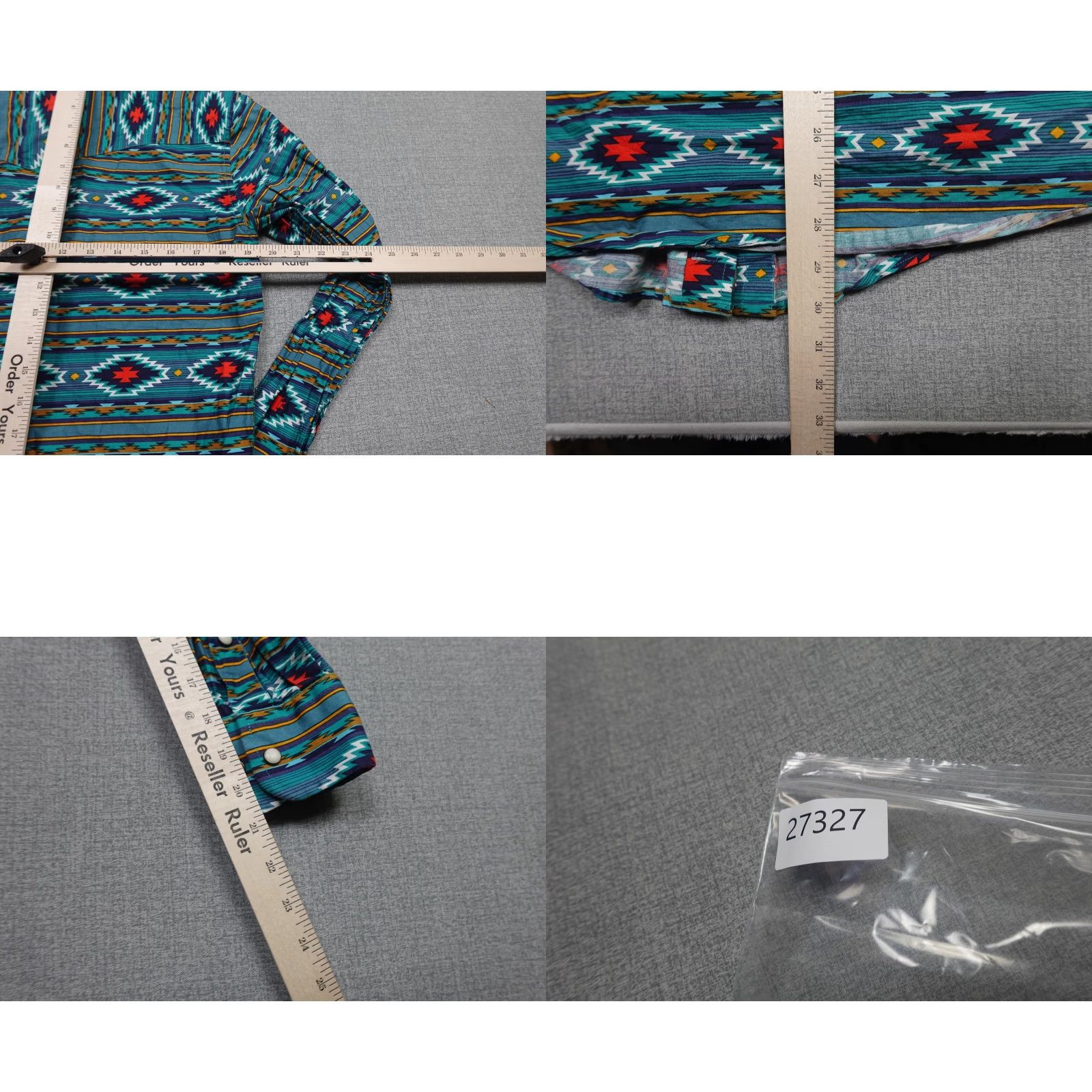 Vintage Rafter C Mens Long Sleeve Pearl Snap Shirt Blue Pro Flex 45 Western Aztec Cowboy Geometric Stretch Cotton Spandex Size US M / EU 48-50 / 2 - 8 Thumbnail