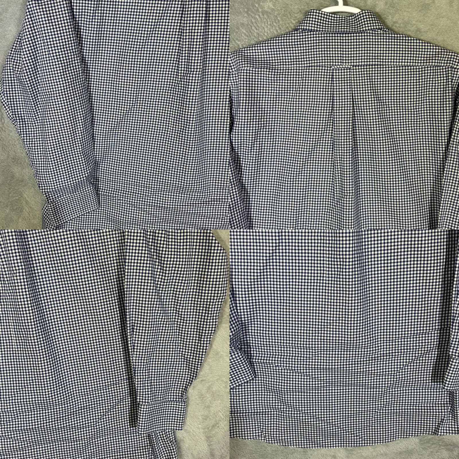 Roundtree & Yorke Gold Label Dress Shirt Blue Check 100% Cotton 16.5×34 Fitted Long Sleeve Button-Down Collar Mens Regular Shirt Size 46R - 8 Thumbnail