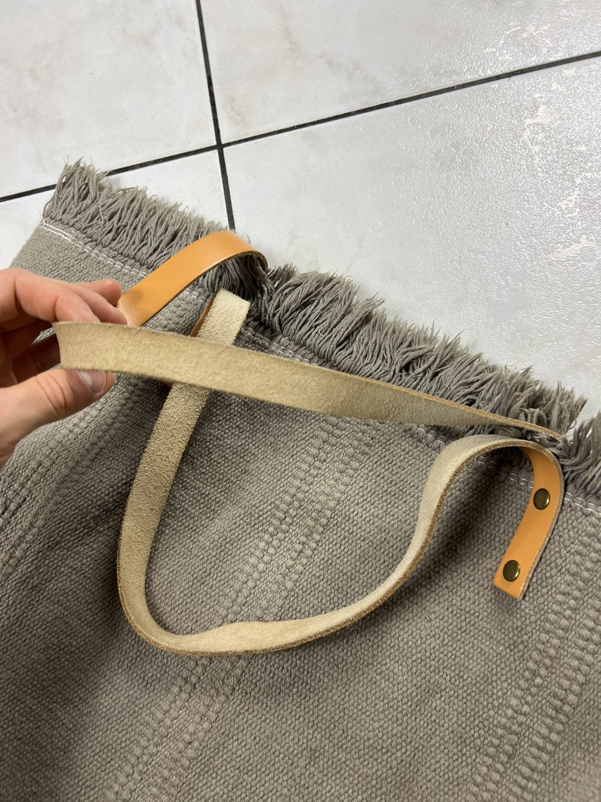 Loewe Loewe big tote bag knitted canvas fringle leather logo Size ONE SIZE - 15 Thumbnail