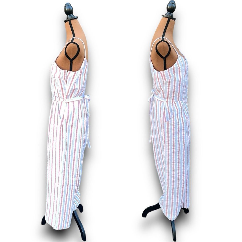 Other BP. Wide Leg Cropped Palazzo Pant Jumpsuit Striped Side Zip Size 34" / US 12 / IT 48 - 7 Thumbnail