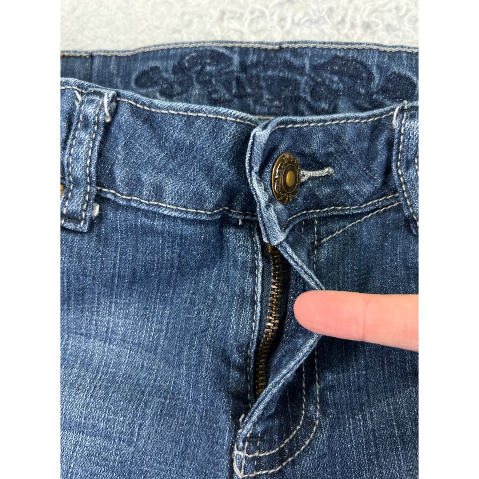 Vintage Wax Jeans Women's Jeans Bootcut Denim 27x30 Blue Cotton Blend Stretch 11 Regular Low Rise 5-Pocket Logo Button Embroidered Vintage No N/A Size 32" / US 10 / IT 46 - 5 Thumbnail