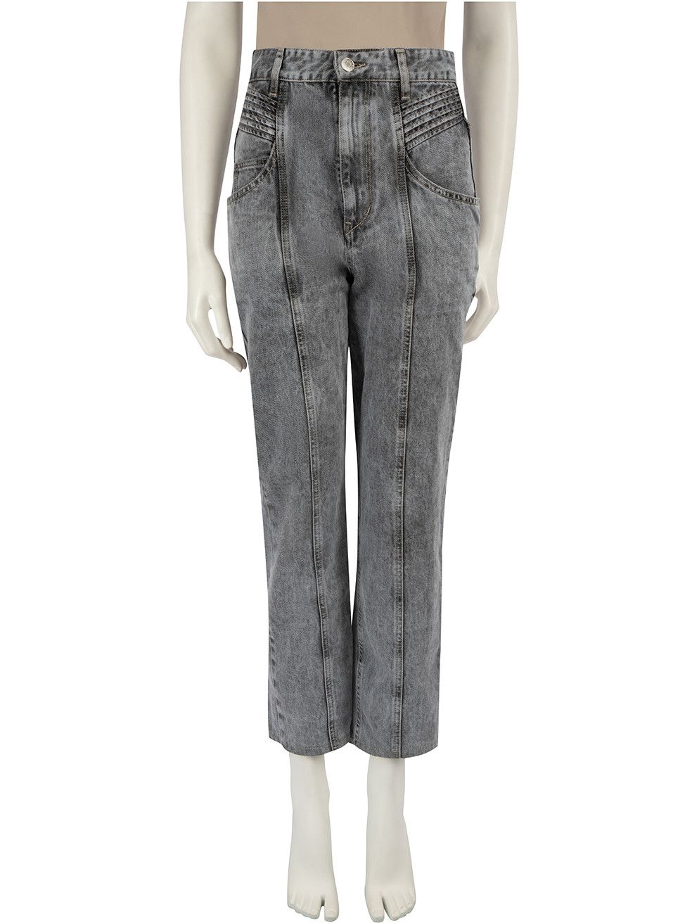 image of Isabel Marant Étoile Grey High-Rise Straight Leg Jeans, Women's (Size 27)
