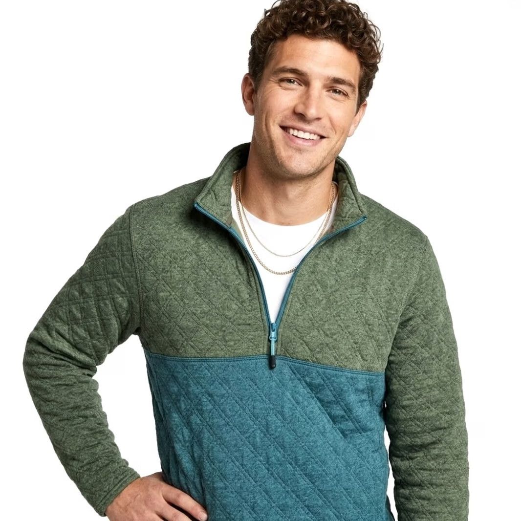 Eddie Bauer Eddie Bauer Men's L Pullover Quilted Fleece 1/4 Zip Geometric Green Teal Shirt Sweater Winter Hiking Threads Mens Size US L / EU 52-54 / 3 - 2 Thumbnail