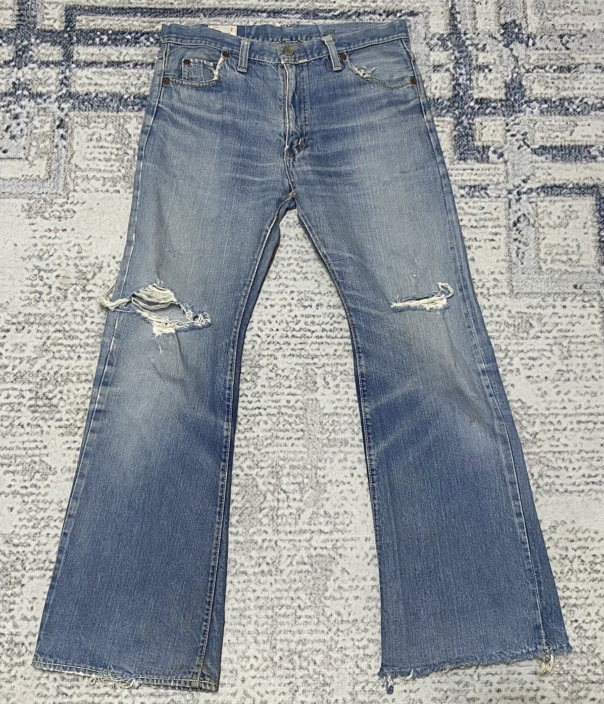 Vintage Vintage Distressed 70's CANTON Bootcut Half Selvedge Jeans Size US 32 / EU 48 - 1 Thumbnail