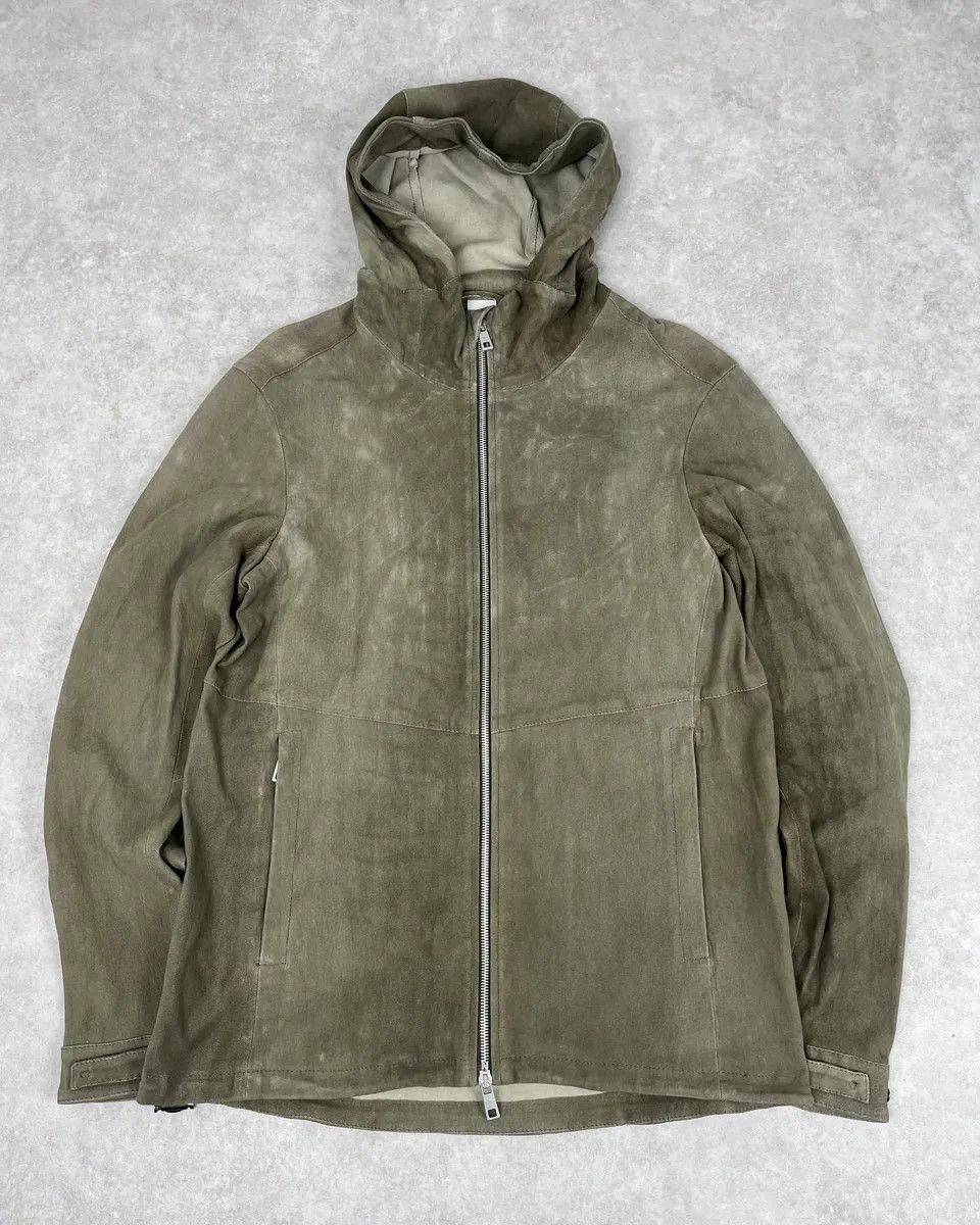 Giorgio Brato Giorgio Brato Olive Avant-Garde Leather Zip Hooded Jacket Size US M / EU 48-50 / 2 - 1 Thumbnail