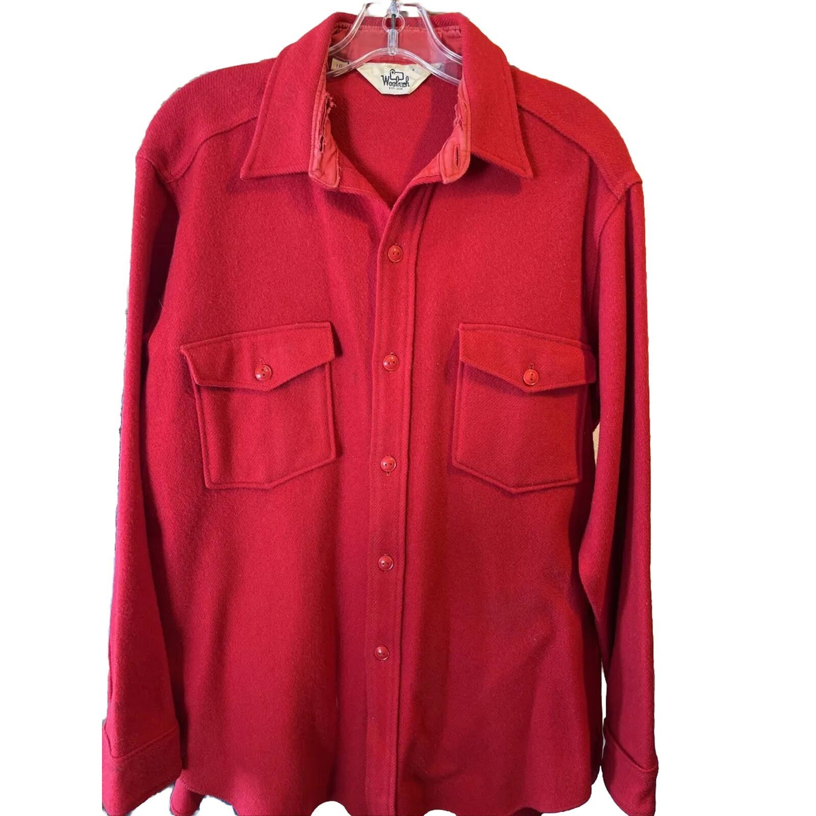 Woolrich Woolen Mills Woolrich Vintage Mens 16 Red Wool Western Distressed Flannel Size US L / EU 52-54 / 3 - 1 Thumbnail
