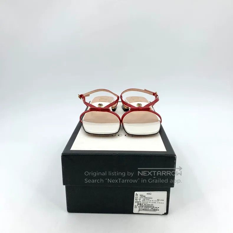 Gucci Gucci White logo bow buckle flat casual sandals Size US 4.5 / IT 34.5 - 8 Thumbnail