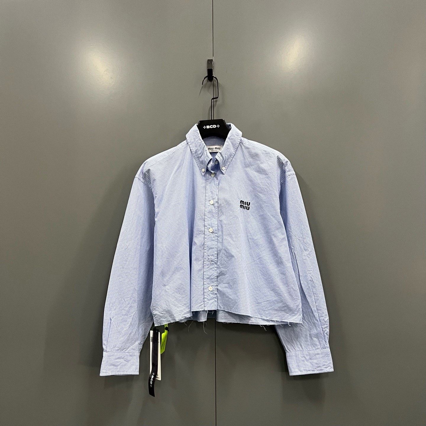 Miu Miu Miu Miu Blue Plaid Embroidered Logo Shirt Size S / US 4 / IT 40 - 1 Thumbnail