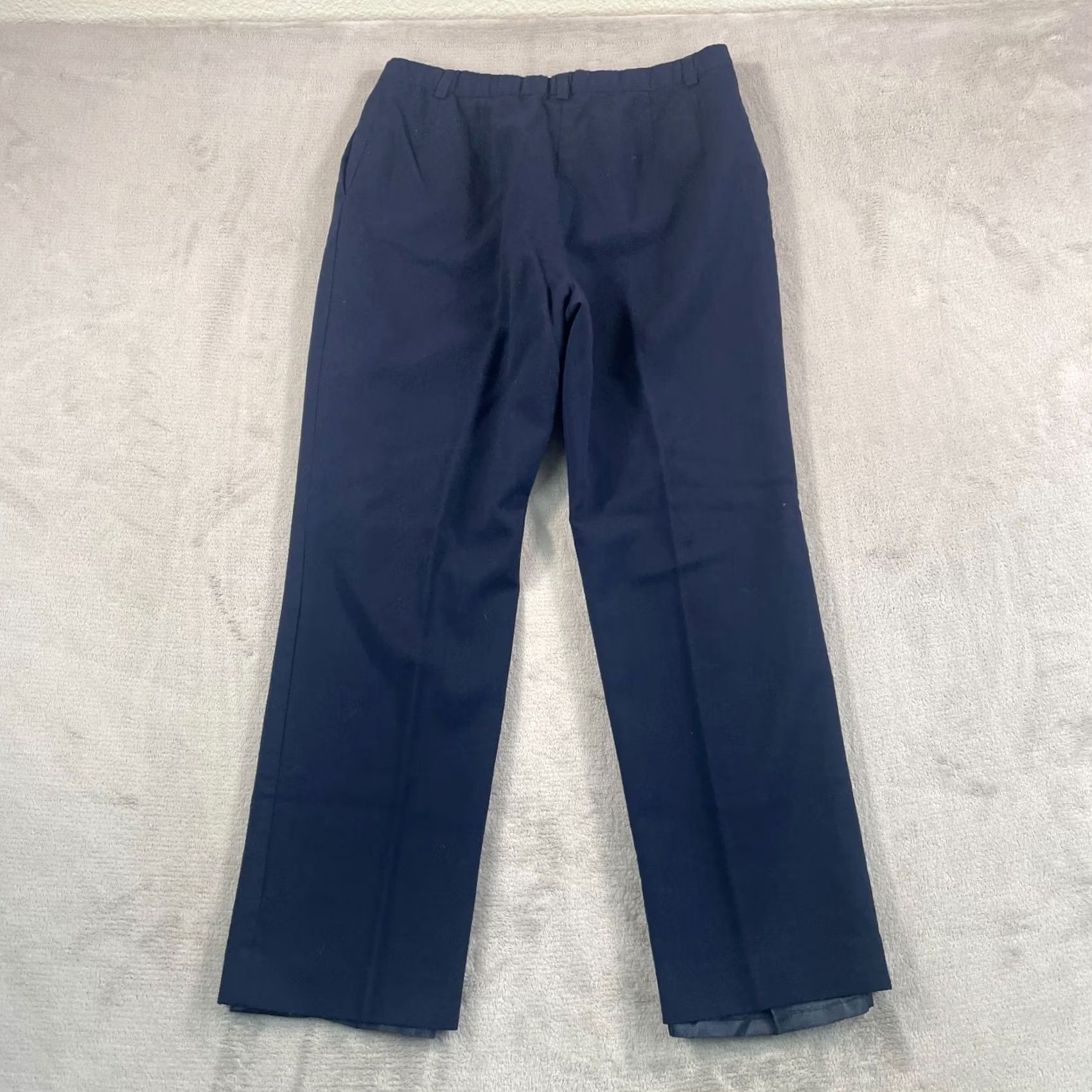 Pendleton VINTAGE Pendleton Pants Women 12P Navy Blue Wool 100% Virgin Wool Dress Pants Straight Leg 28in Inseam Petite Winter Fall Spring Size 34" / US 12 / IT 48 - 3 Thumbnail