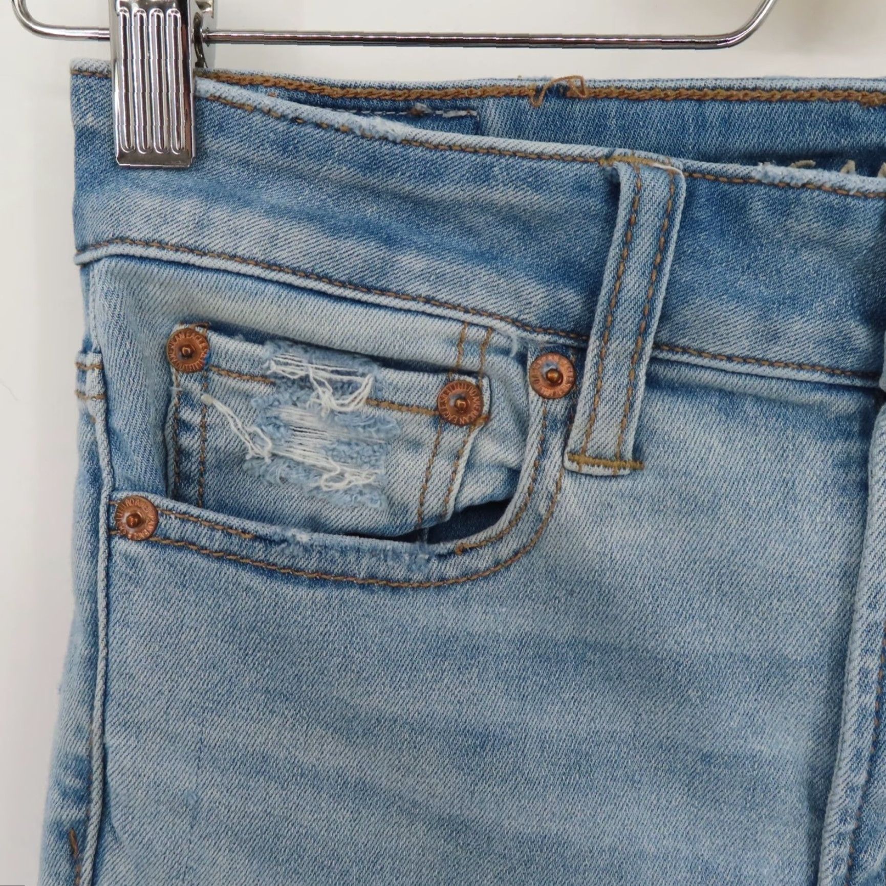 American Eagle Outfitters American Eagle Outfitters Women Jeans Jegging 2 Short 2S Hi Rise Distressed Blue Light Wash Stretch Denim 5-Pocket Damaged? No (ignore) Size 26" / US 2 / IT 38 - 3 Thumbnail