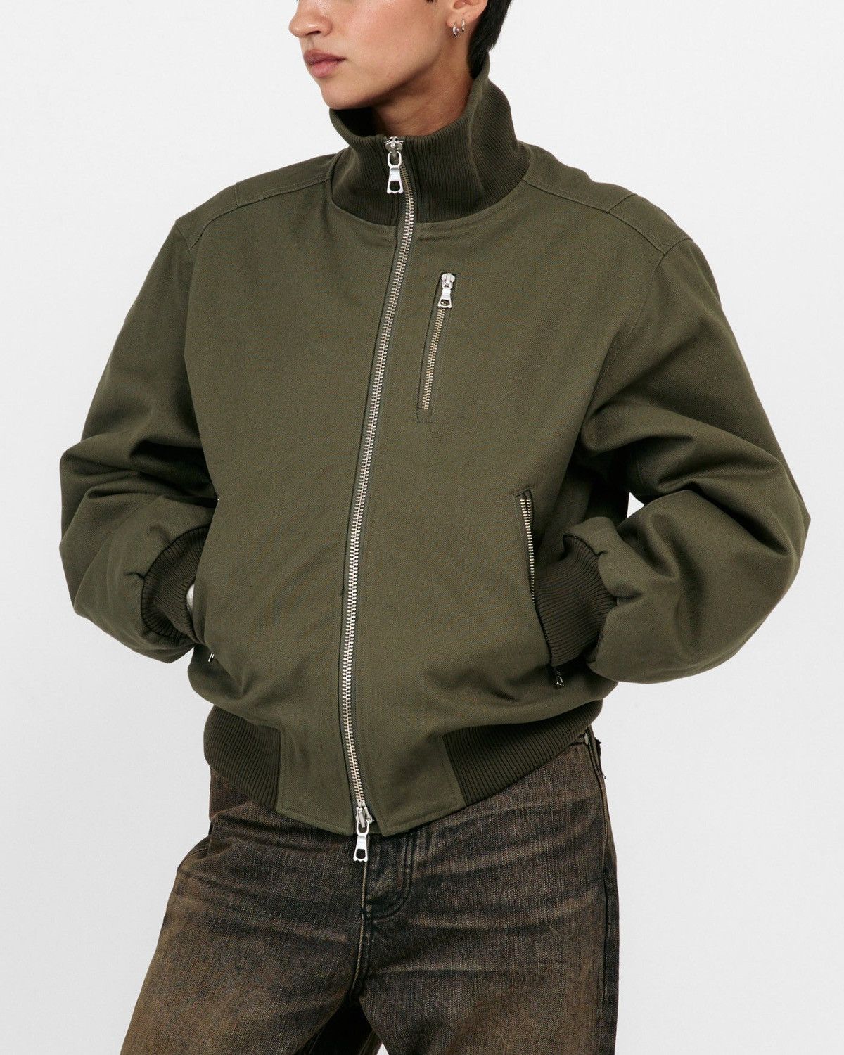 No Maintenance No Maintenance High Collar Military Bomber in Olive - Sz M Size US M / EU 48-50 / 2 - 3 Thumbnail