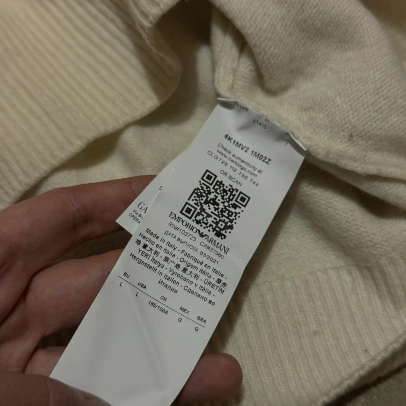Emporio Armani F/W 2021 Emporio Armani print wool sweater Size US L / EU 52-54 / 3 - 5 Thumbnail