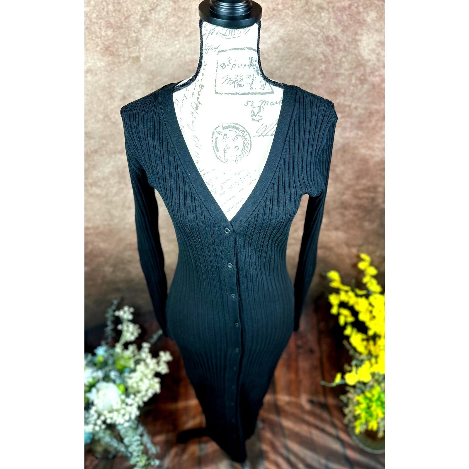Other LITA By Ciara Rib Cardigan Button Front Midi Dress Black M Size M / US 6-8 / IT 42-44 - 11 Thumbnail
