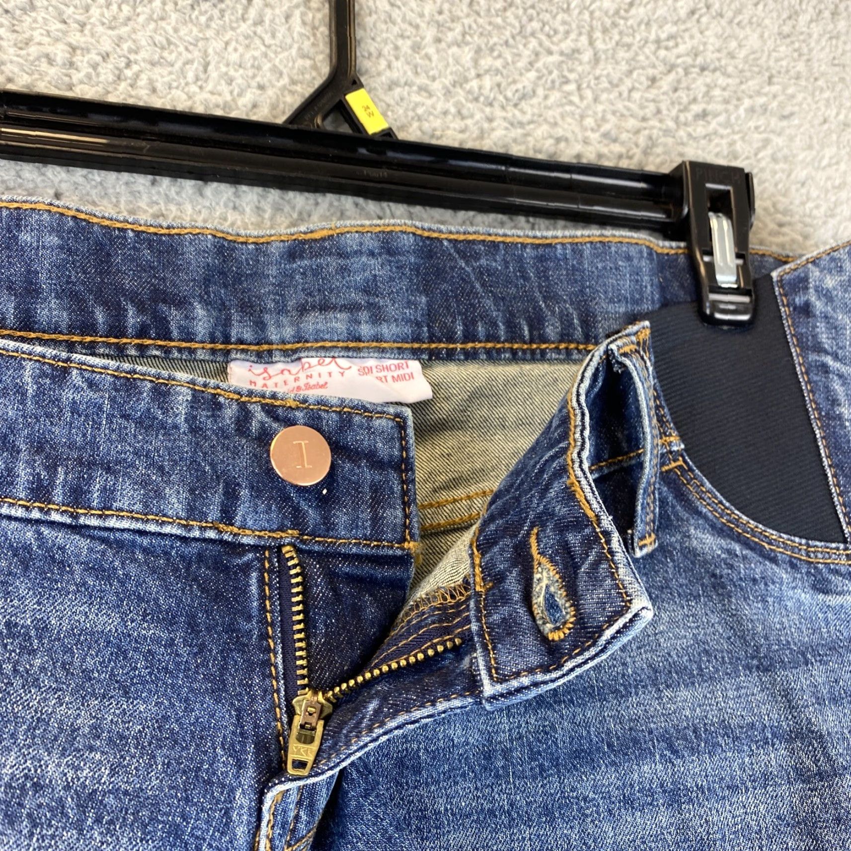 Vintage ISABEL MATERNITY Blue MIDI Jean Shorts Size 4 Maternity with Side Panels for Women Size 27" / US 4 / IT 40 - 3 Thumbnail