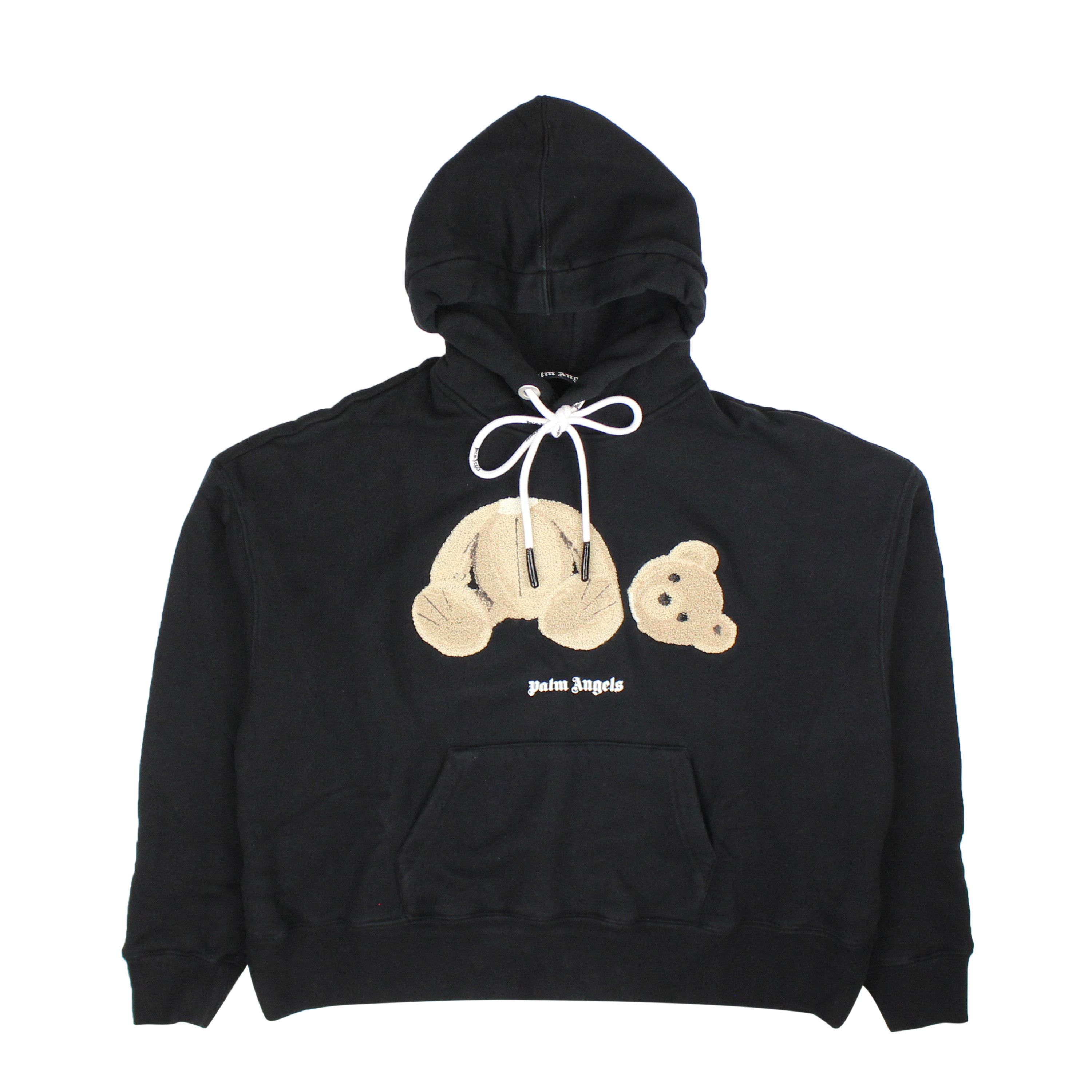image of Palm Angels Black Bear Cotton Hoodie Size Xs, Men's